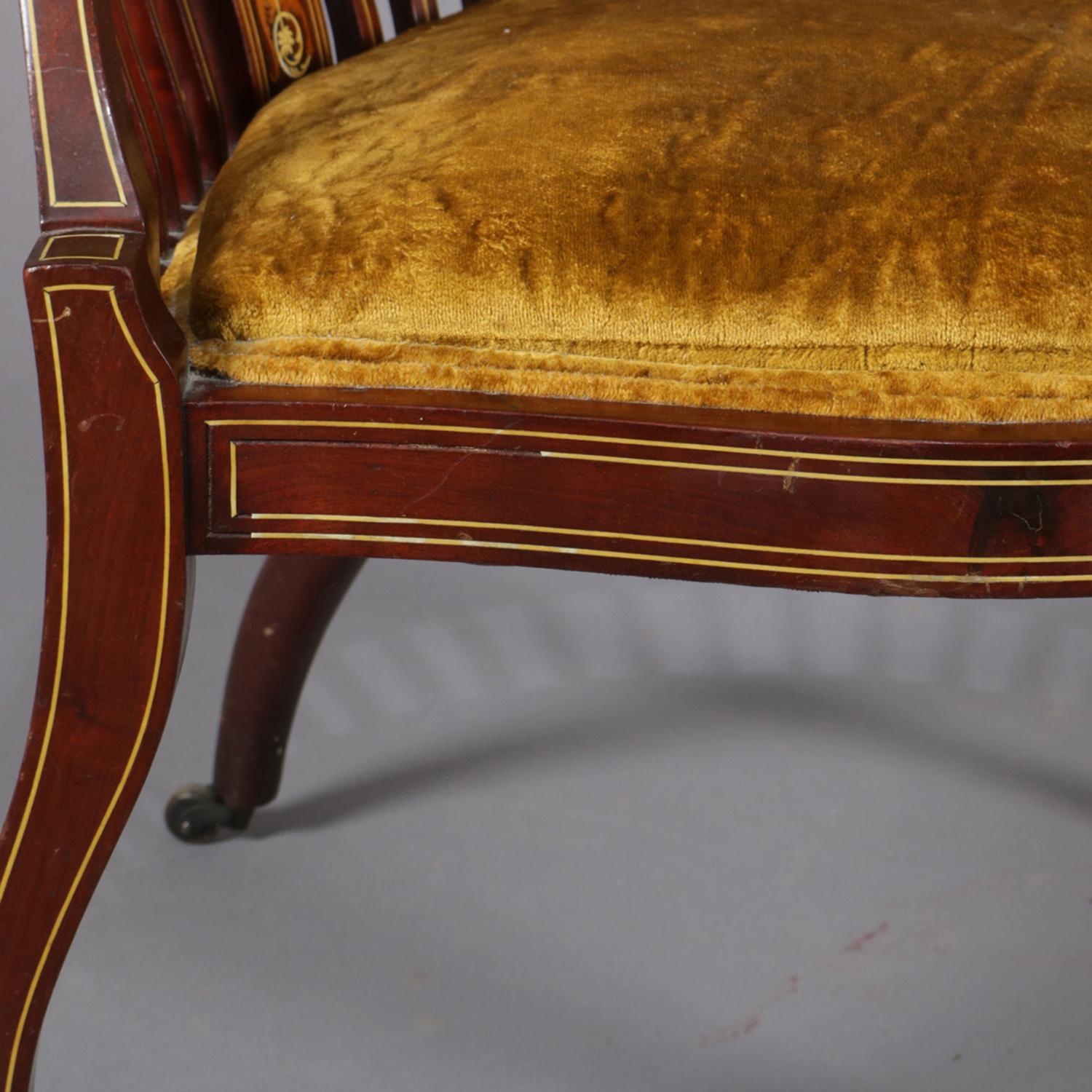 Antique Italian Neoclassical Satinwood Marquetry Inlaid Side Chair, circa 1890 4