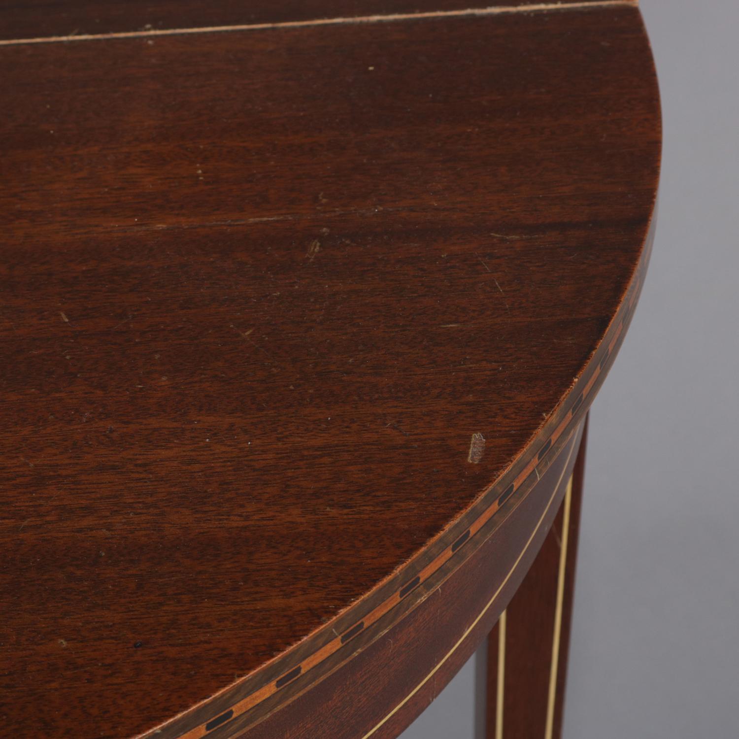 Antique Hepplewhite Style Inlaid and Banded Mahogany Game Table by Brandt 1