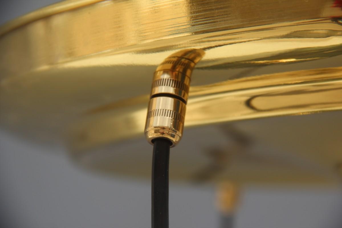 Lampadario italiano moderno di metà secolo in ottone, cristallo grigio e oro Spesso in vendita 3