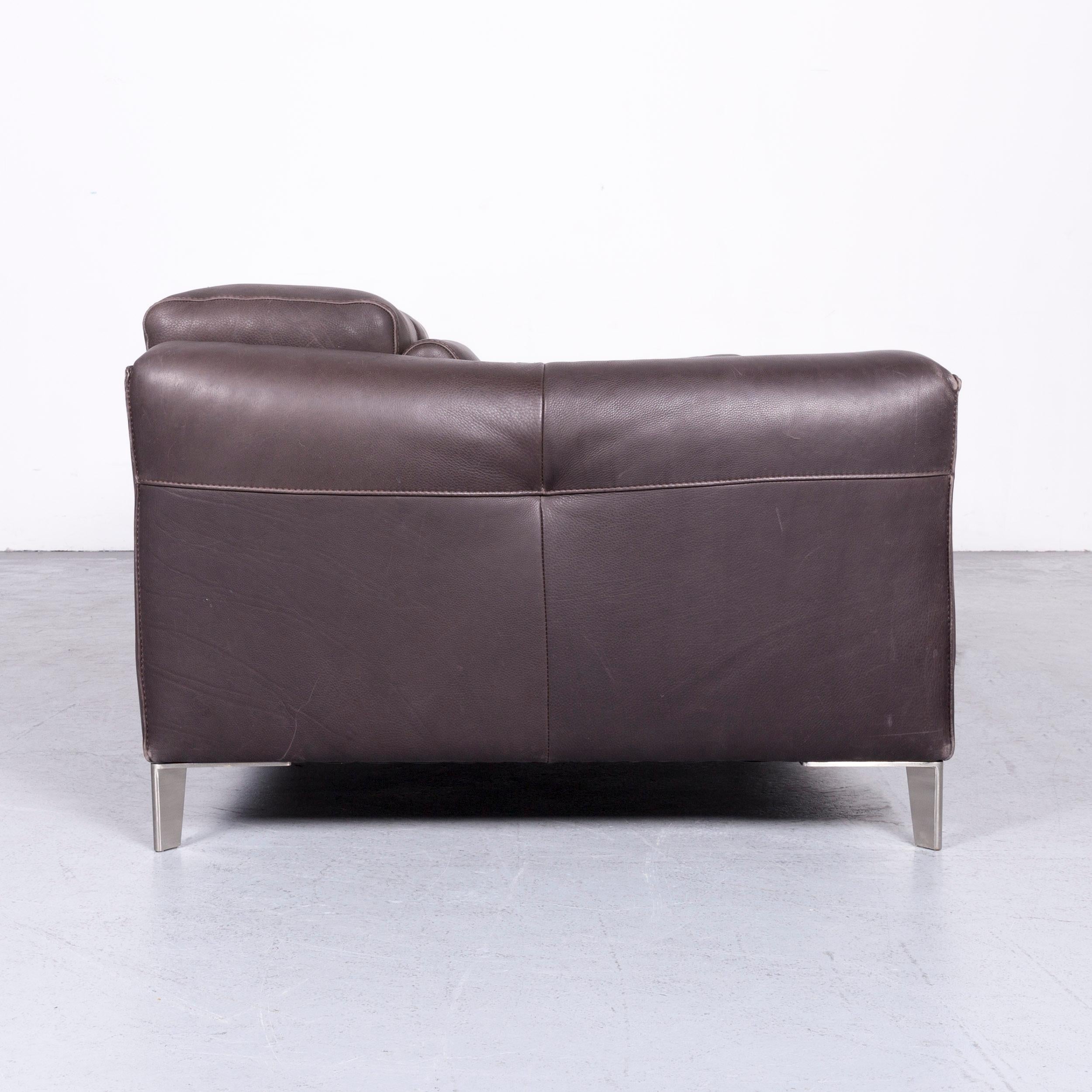 Natuzzi Designer Leather Sofa Two-Seat Couch Brown 4