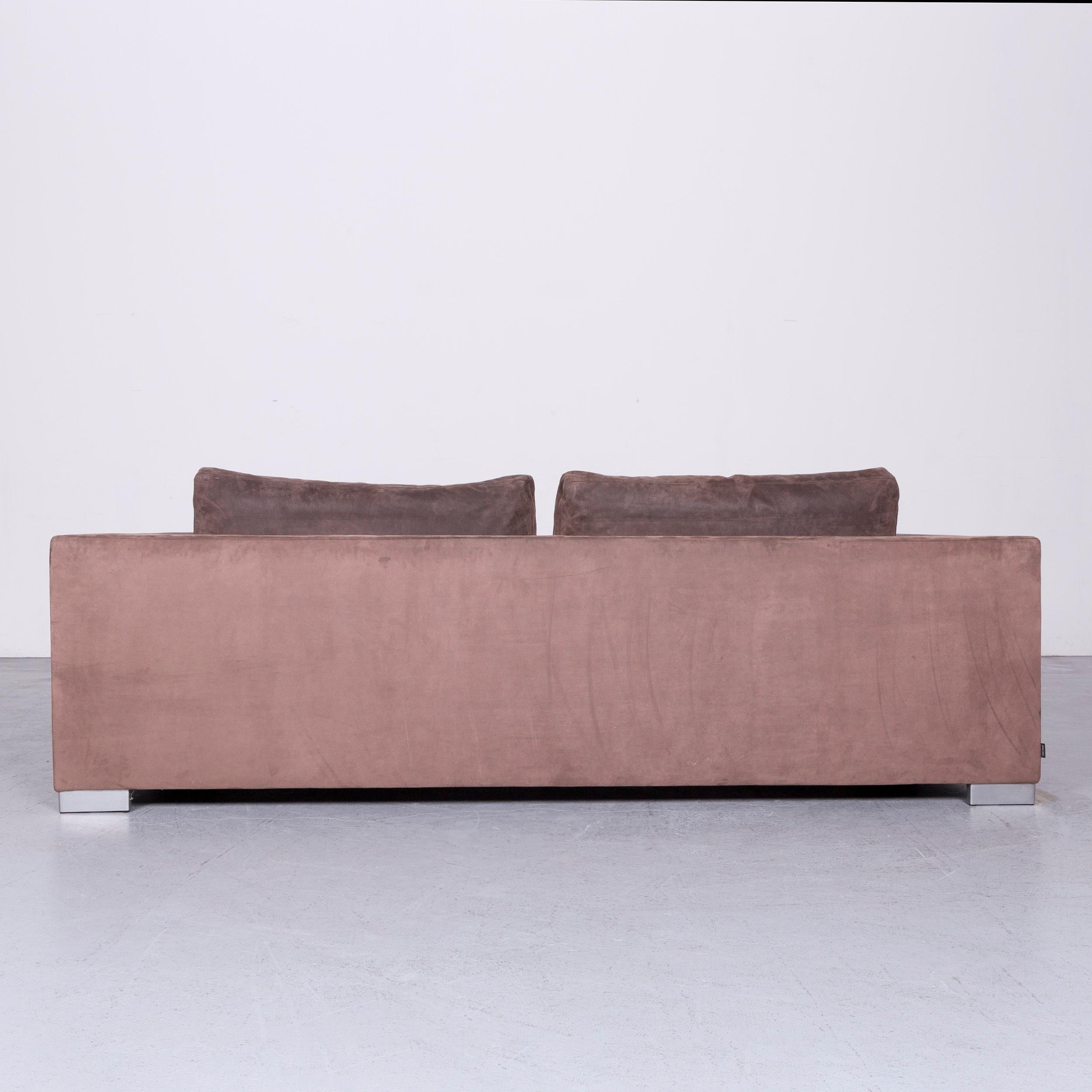 Ligne Roset Rive Gauche Designer Fabric Sofa Footstool Set Brown Two-Seat Couch 4