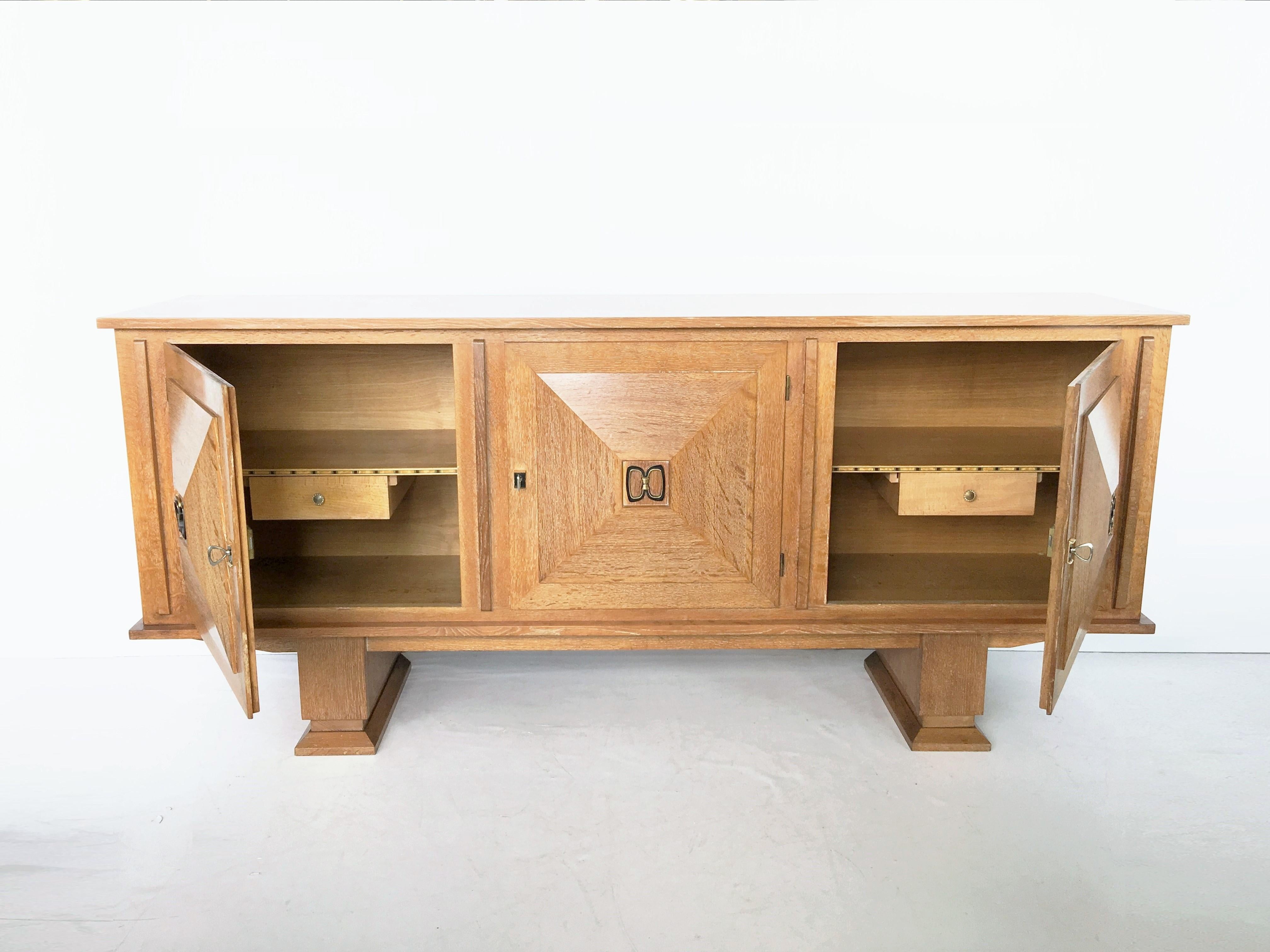 Exceptional Cerused Oak Sideboard in the Style of Charles Dudouyt For Sale 3
