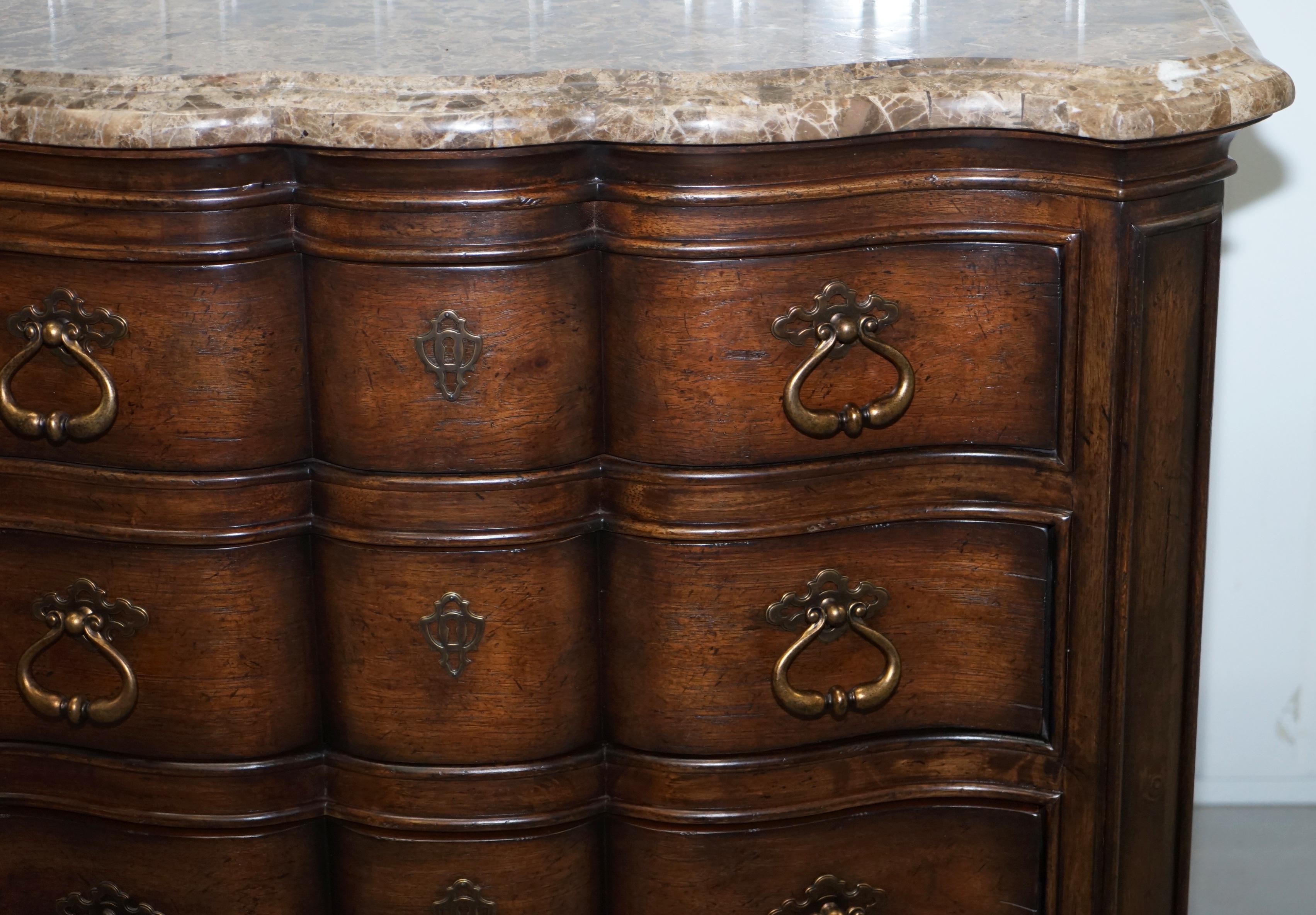 Stunning Carved Wood Thomasville Lucca Chest of Drawers Marble Top 2
