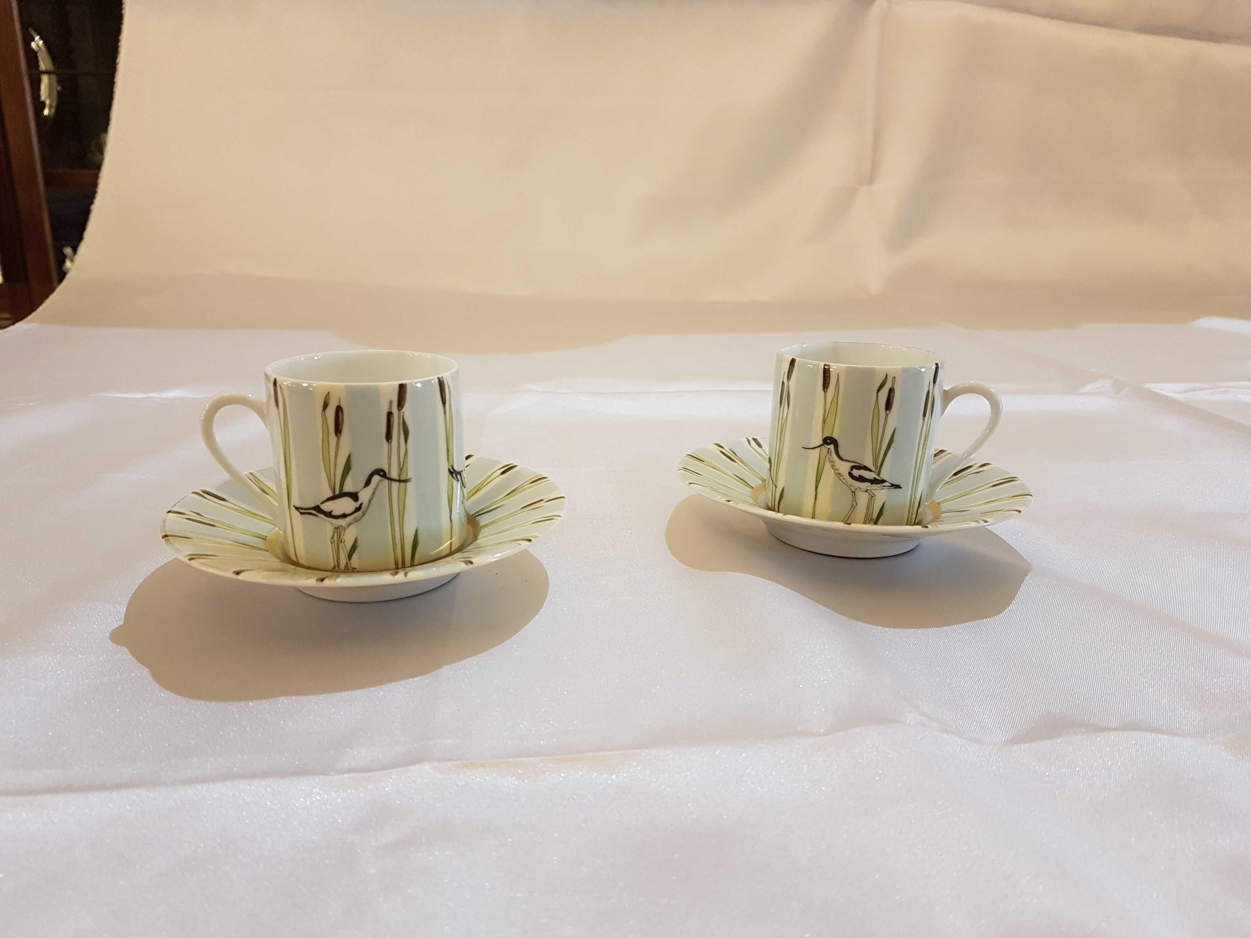 Hermès Les Matin de l'Etang Porcelain Set of Six Coffee Cups, France, Modern 4