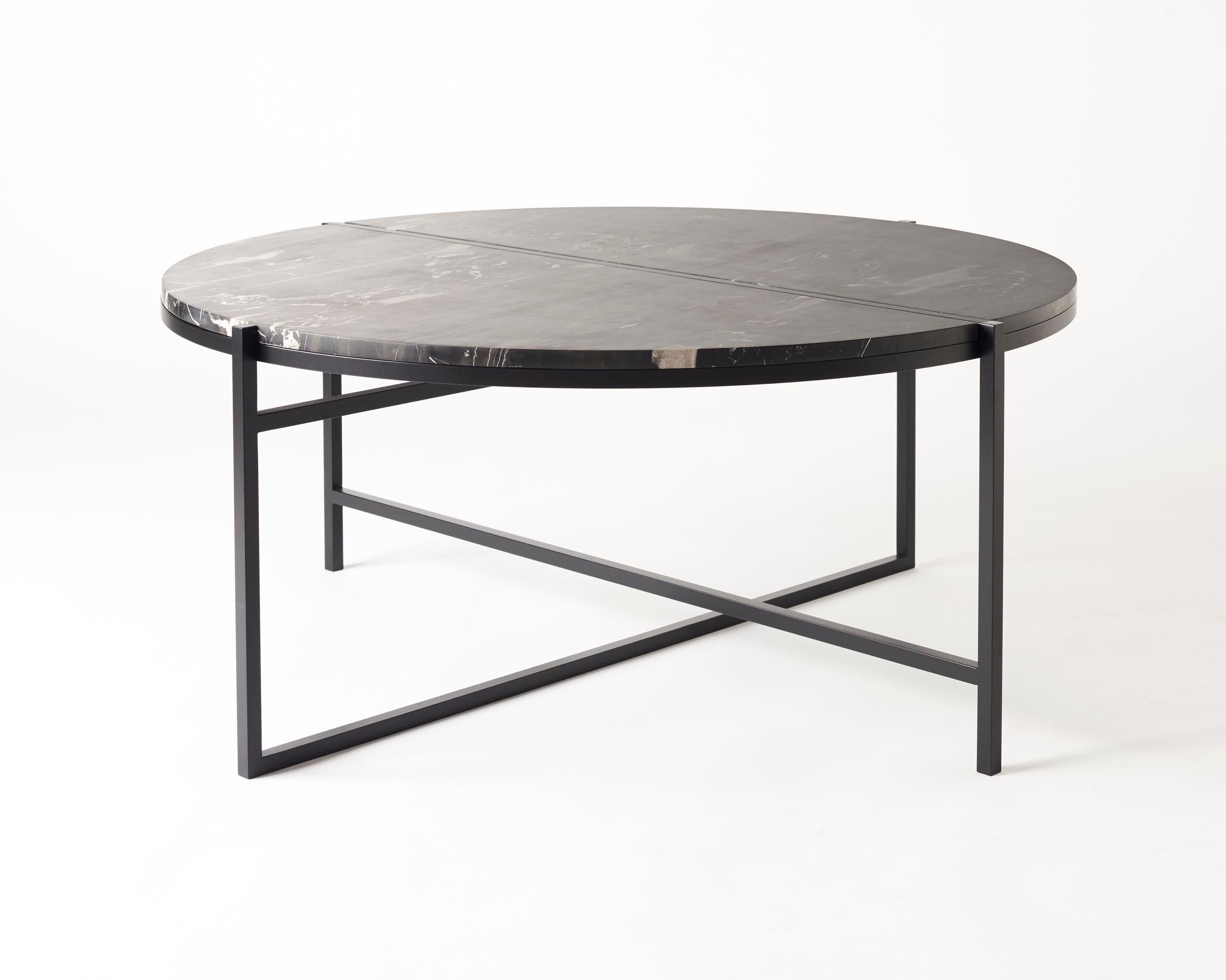 Contemporary Coffee Table, Silver Black Marble, Minimalist, Modern, Unique For Sale 3