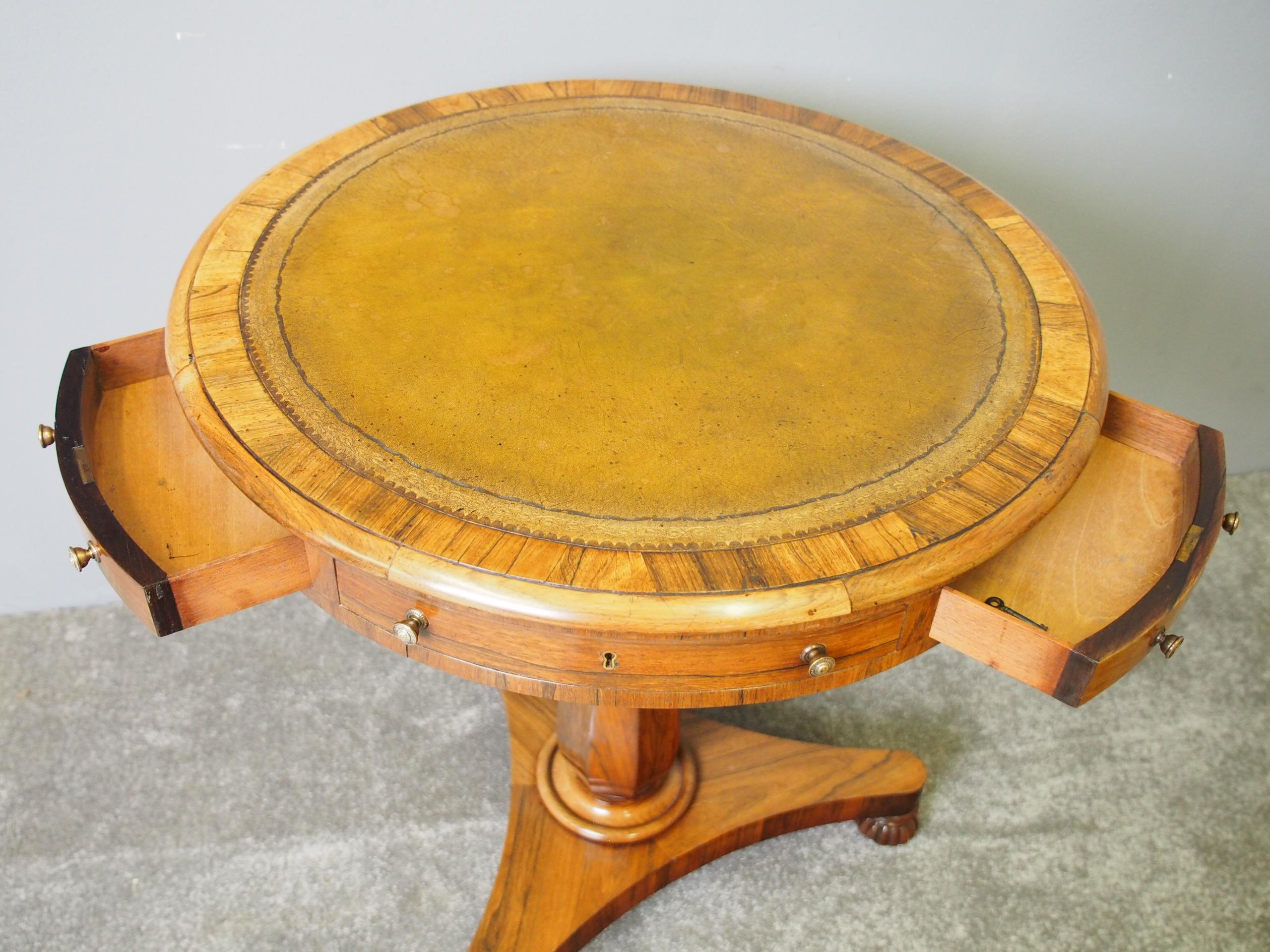 Small George IV Rosewood and Leather Top Drum Table 6