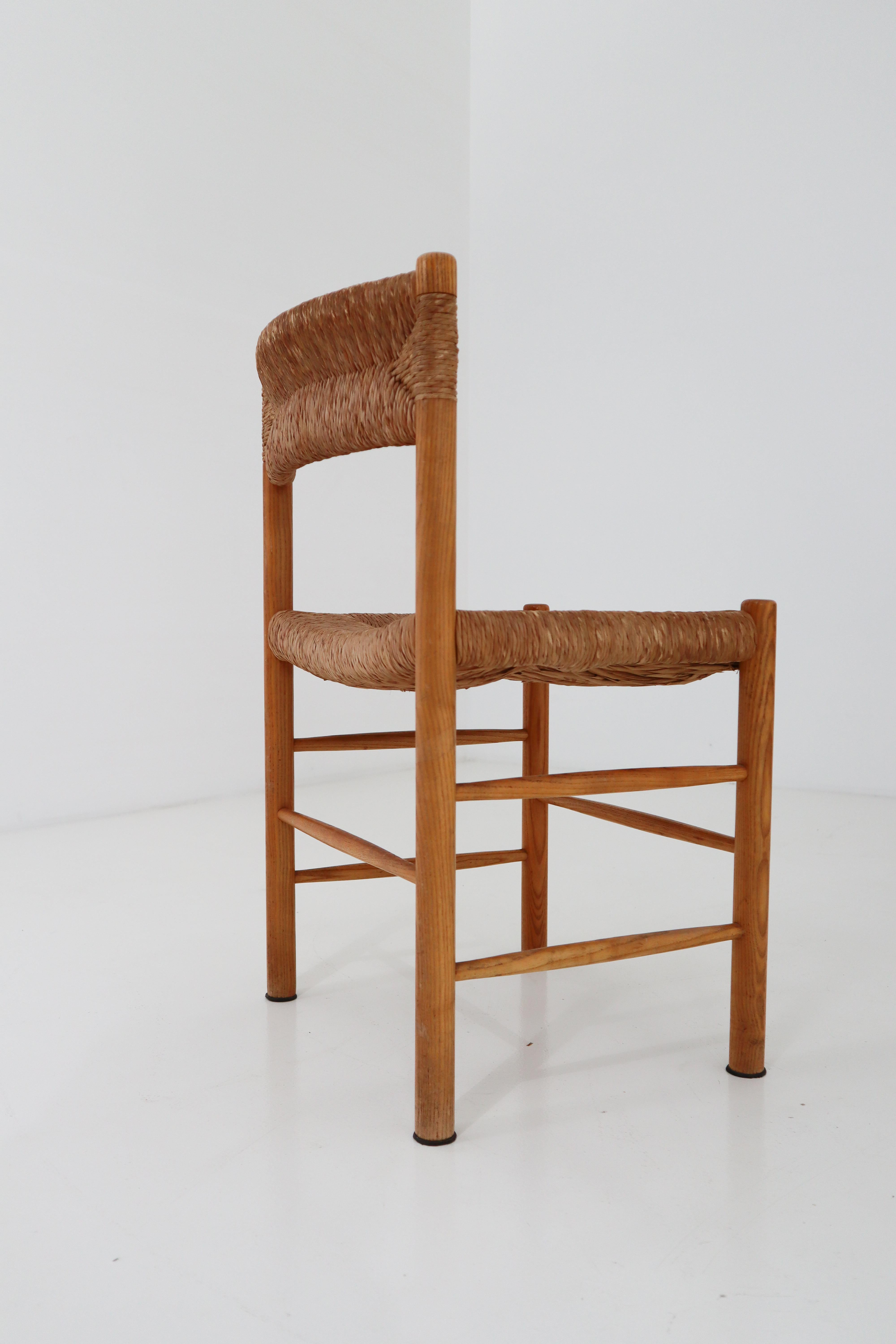 Straw Four “Dordogne” Chairs by Charlotte Perriand for Robert Sentou