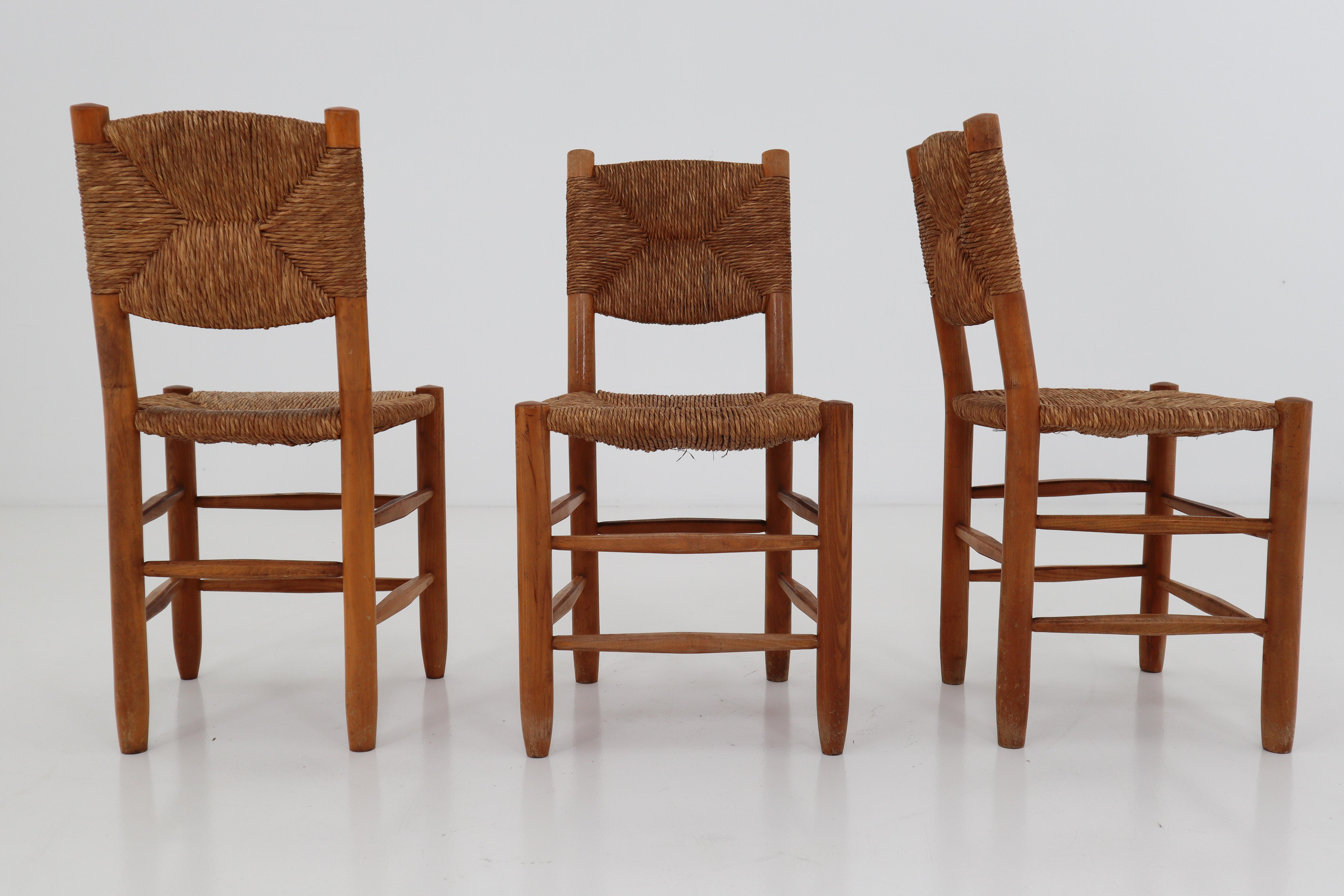 Three “Bauche” Chairs by Charlotte Perriand for Steph Simon, France 1950s 4