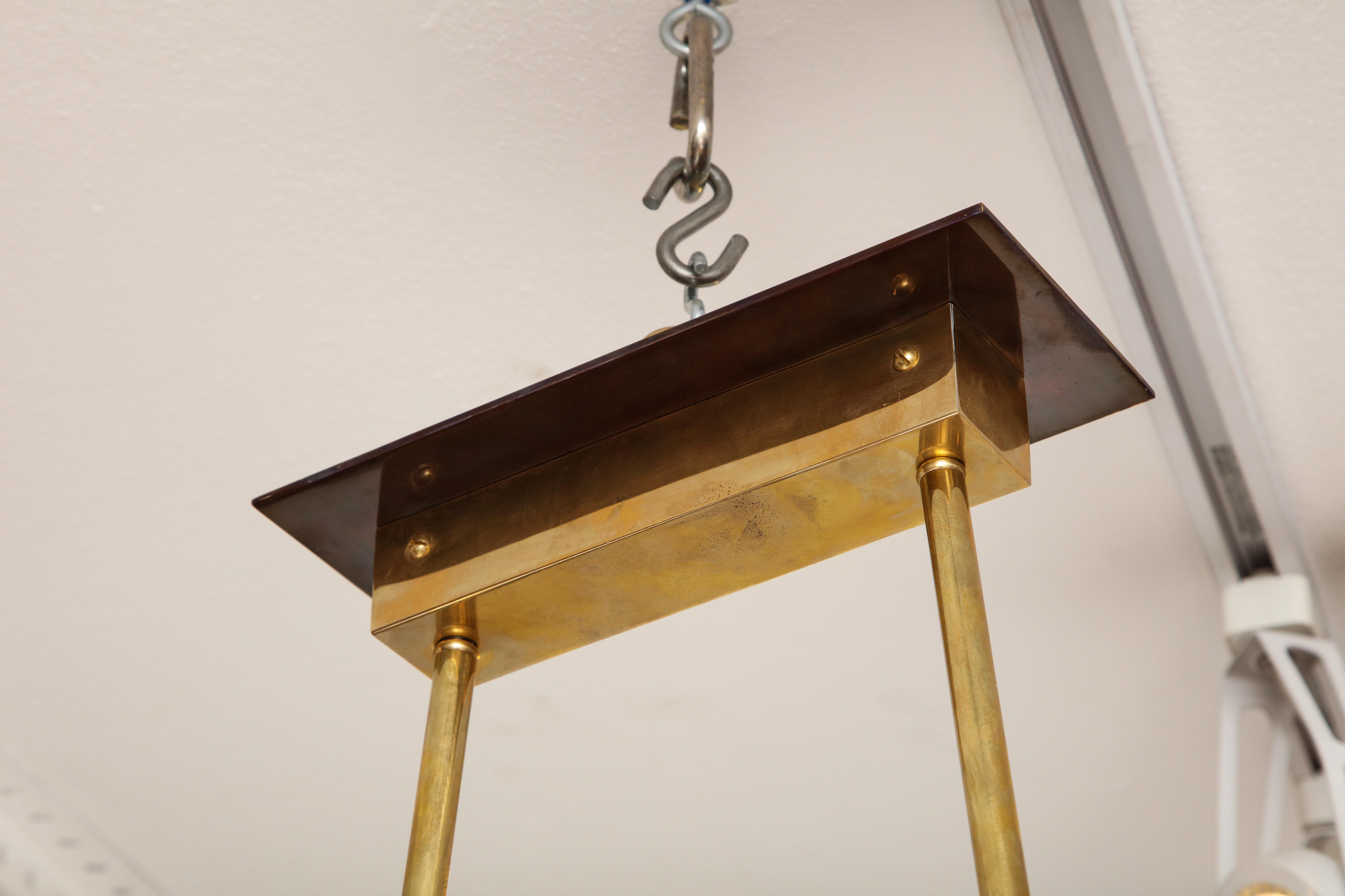 Custom Midcentury-Style Brass and Bronze Eight-Arm Fixture For Sale 4