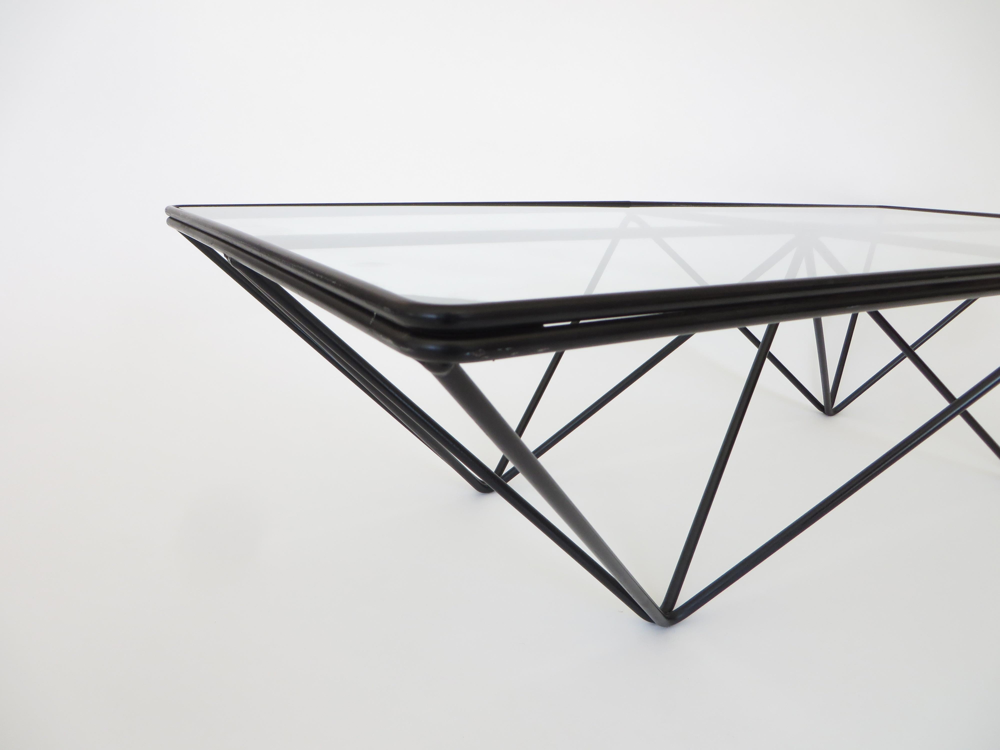 Black Steel and Glass Coffee Table in The Style of Paolo Piva Alanda Table  4