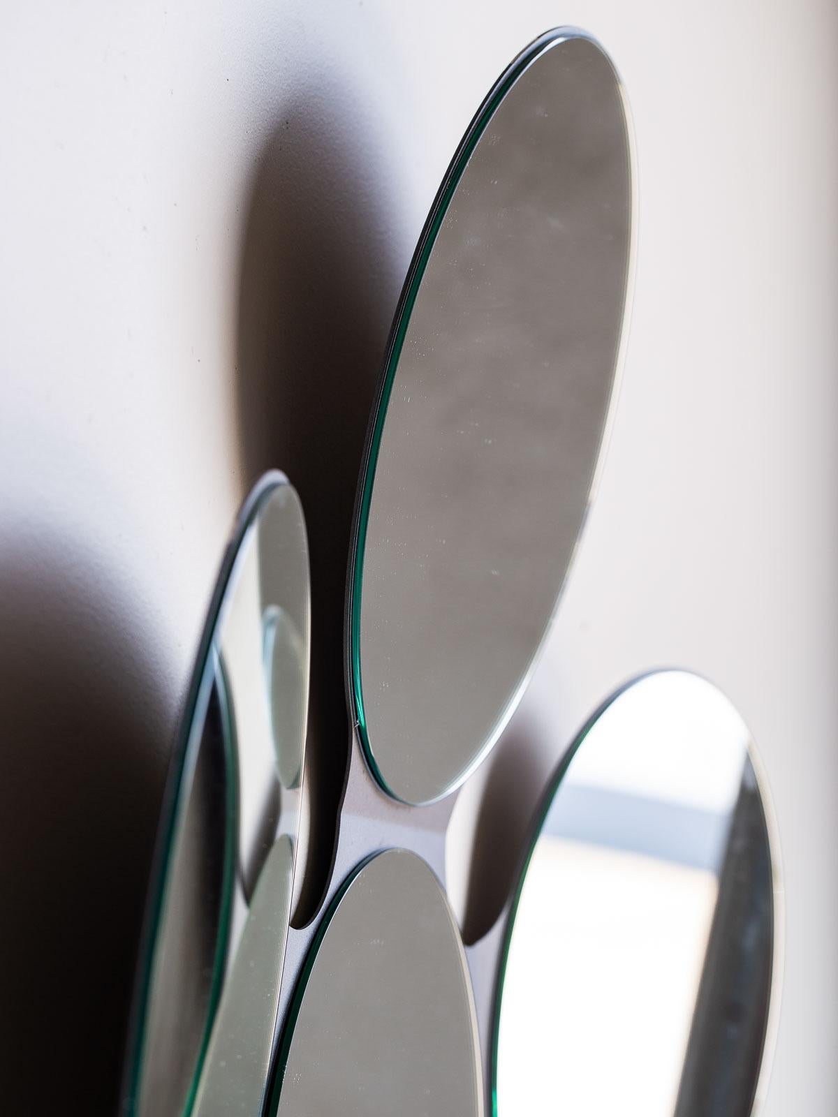 Modern Italian Circular Six Glass Petal Mirror Italy 6