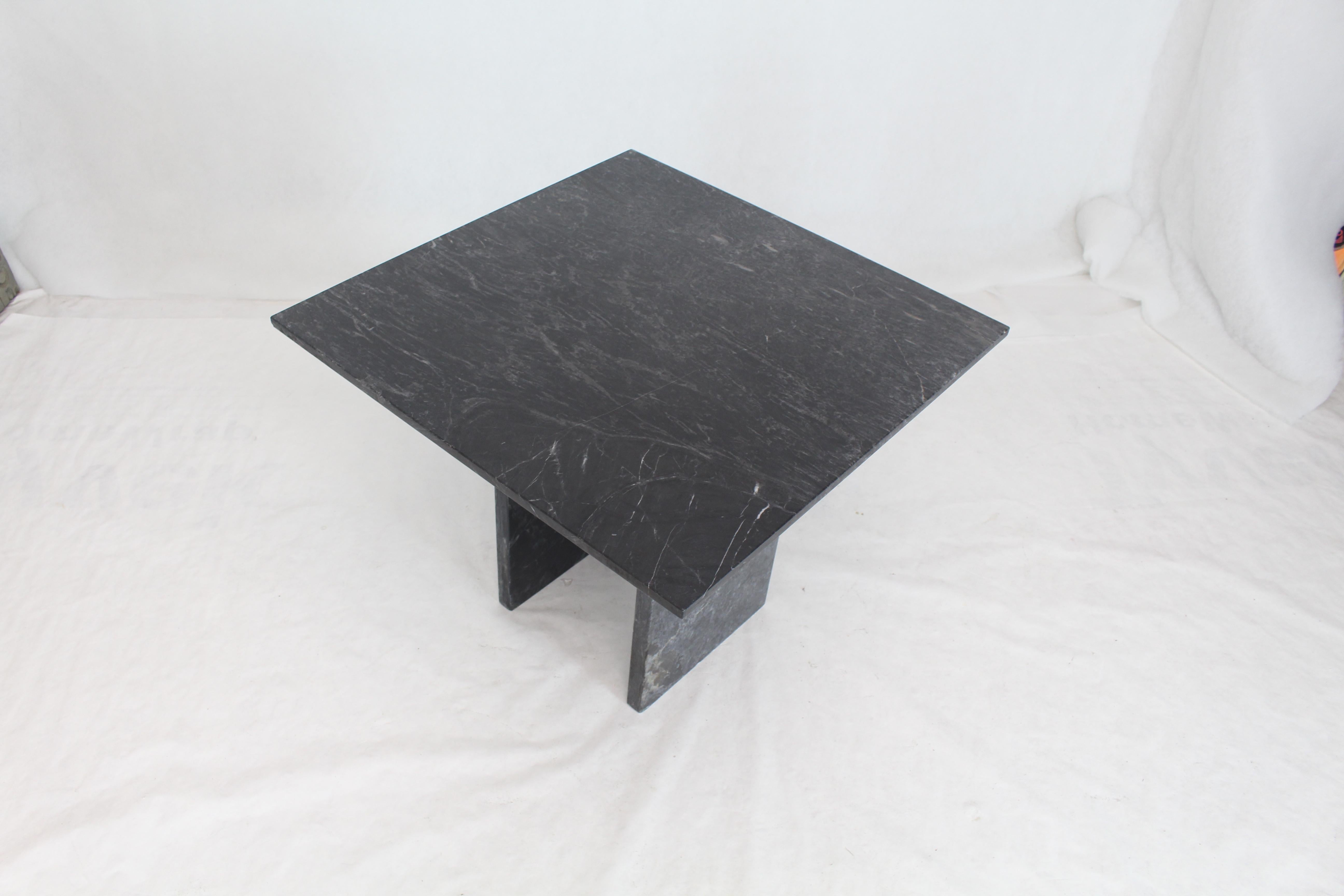 20th Century Black Square Marble Top Small Conference Dining Game Cafe Table