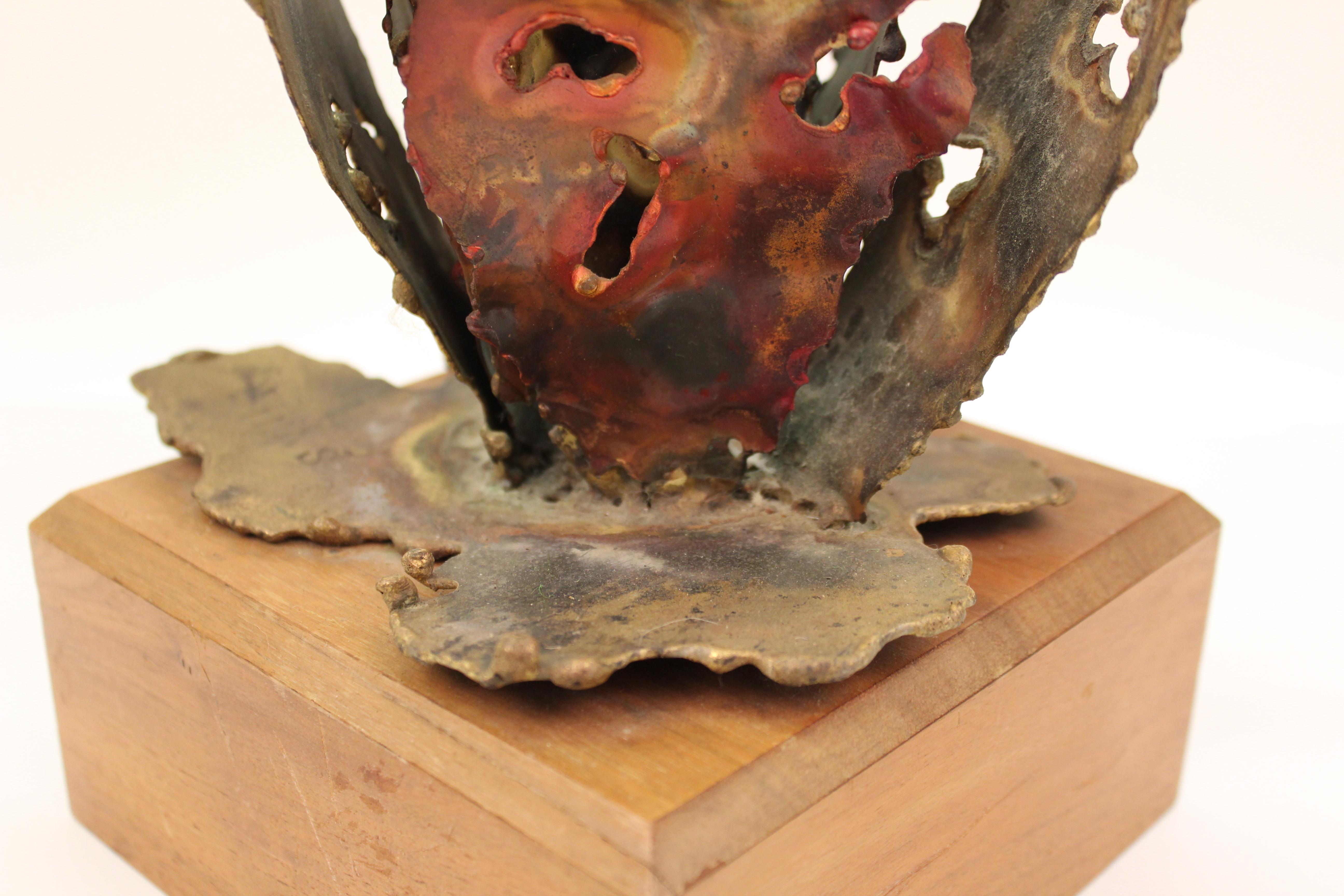Silas Seandel Brutalist Floriform Sculpture in Patinated Metal 5