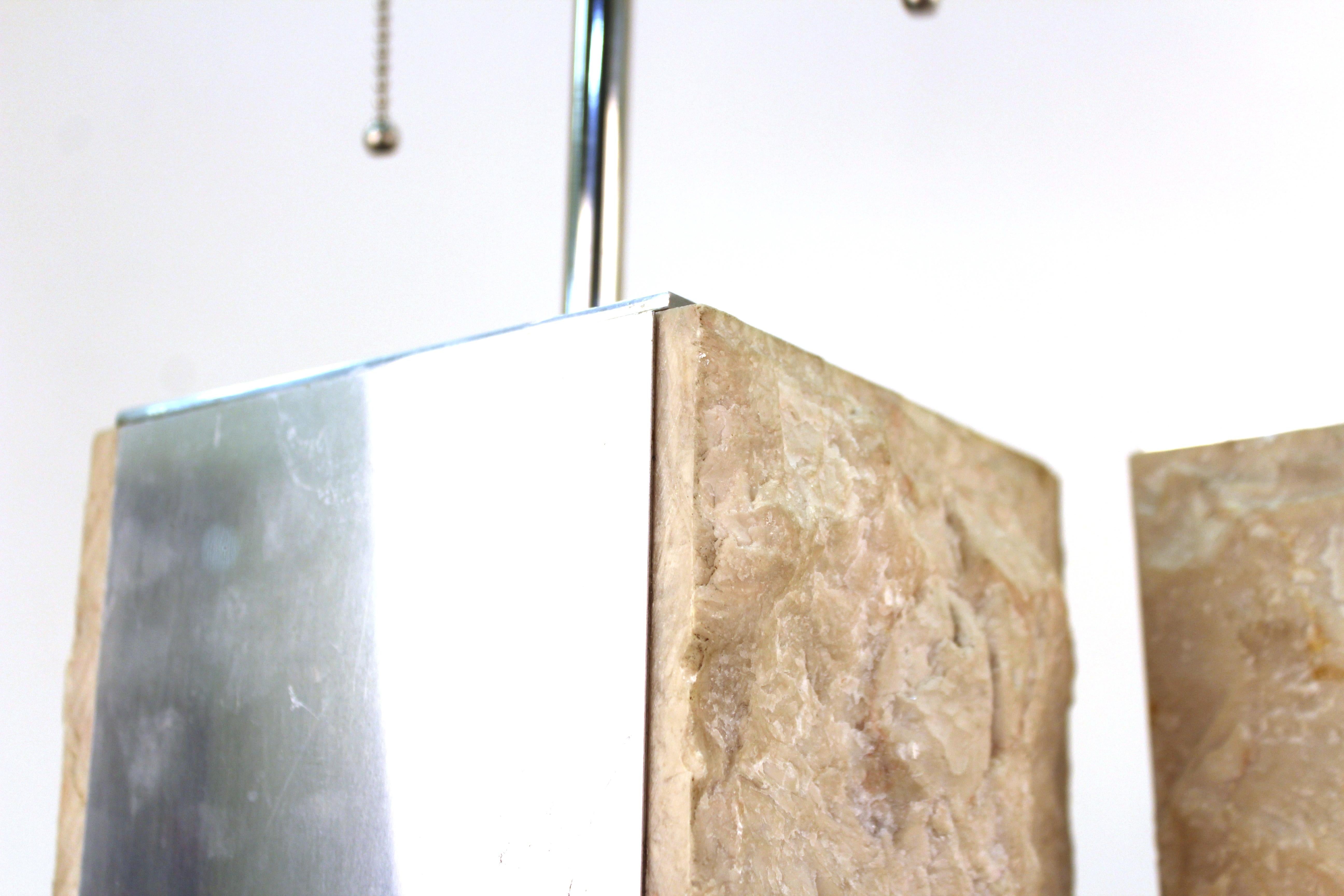Modern Brutalist Style Table Lamps in Metal and Stone 5