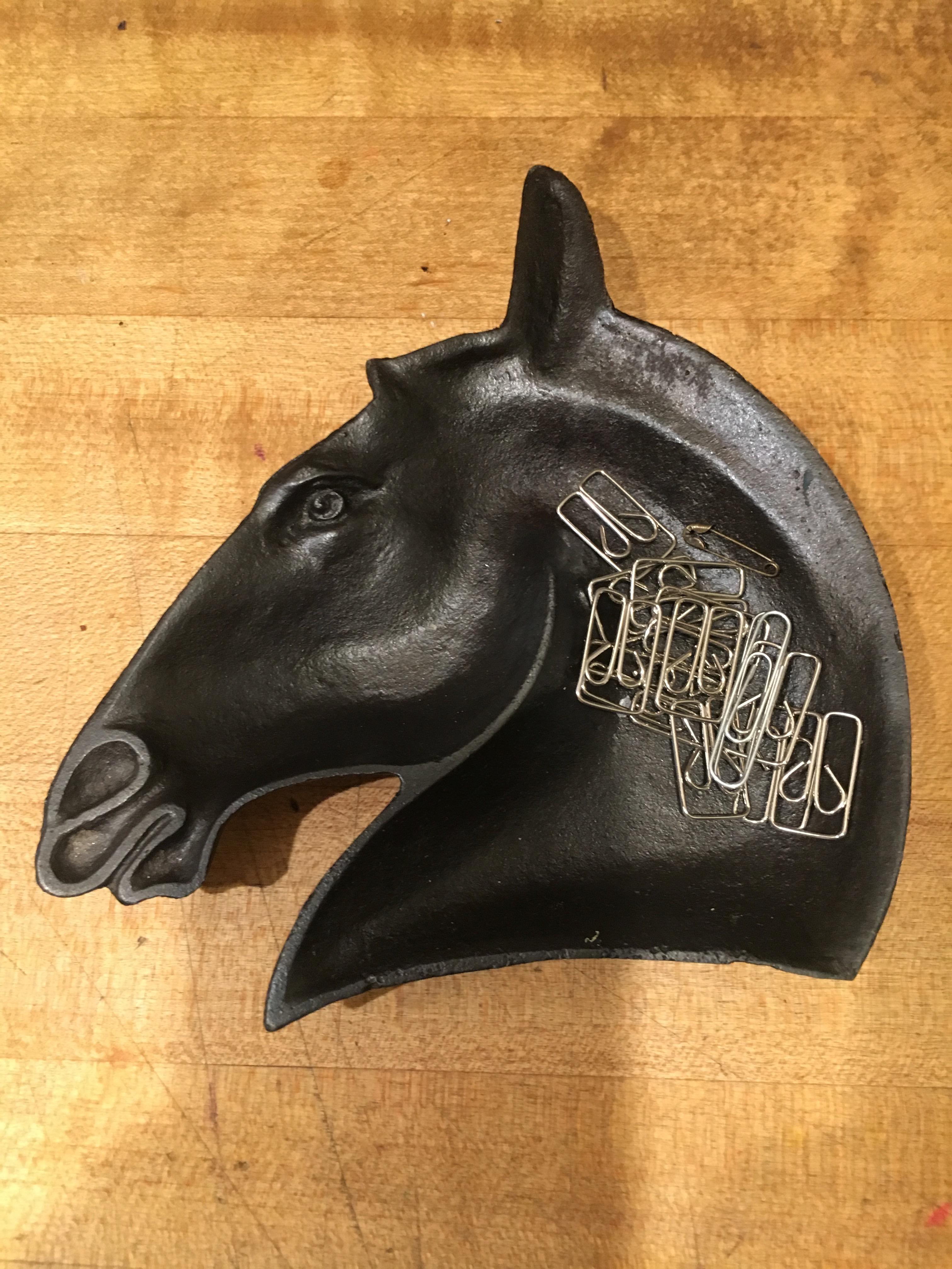 Japanese Iron Horse Head Sculpture Bowl 420 After Walter Bosse 1