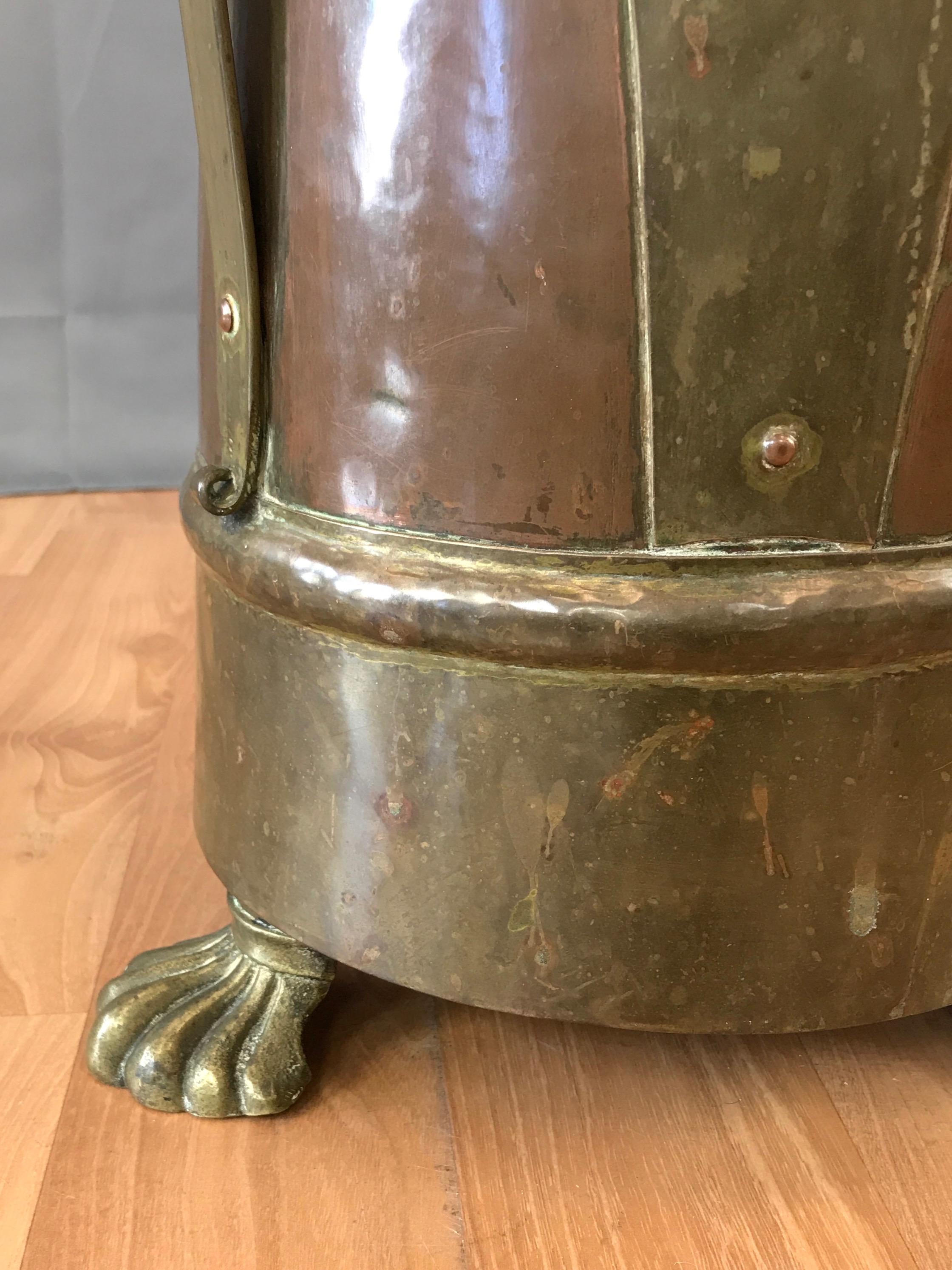 Arts and Crafts Copper and Brass Umbrella Stand 2