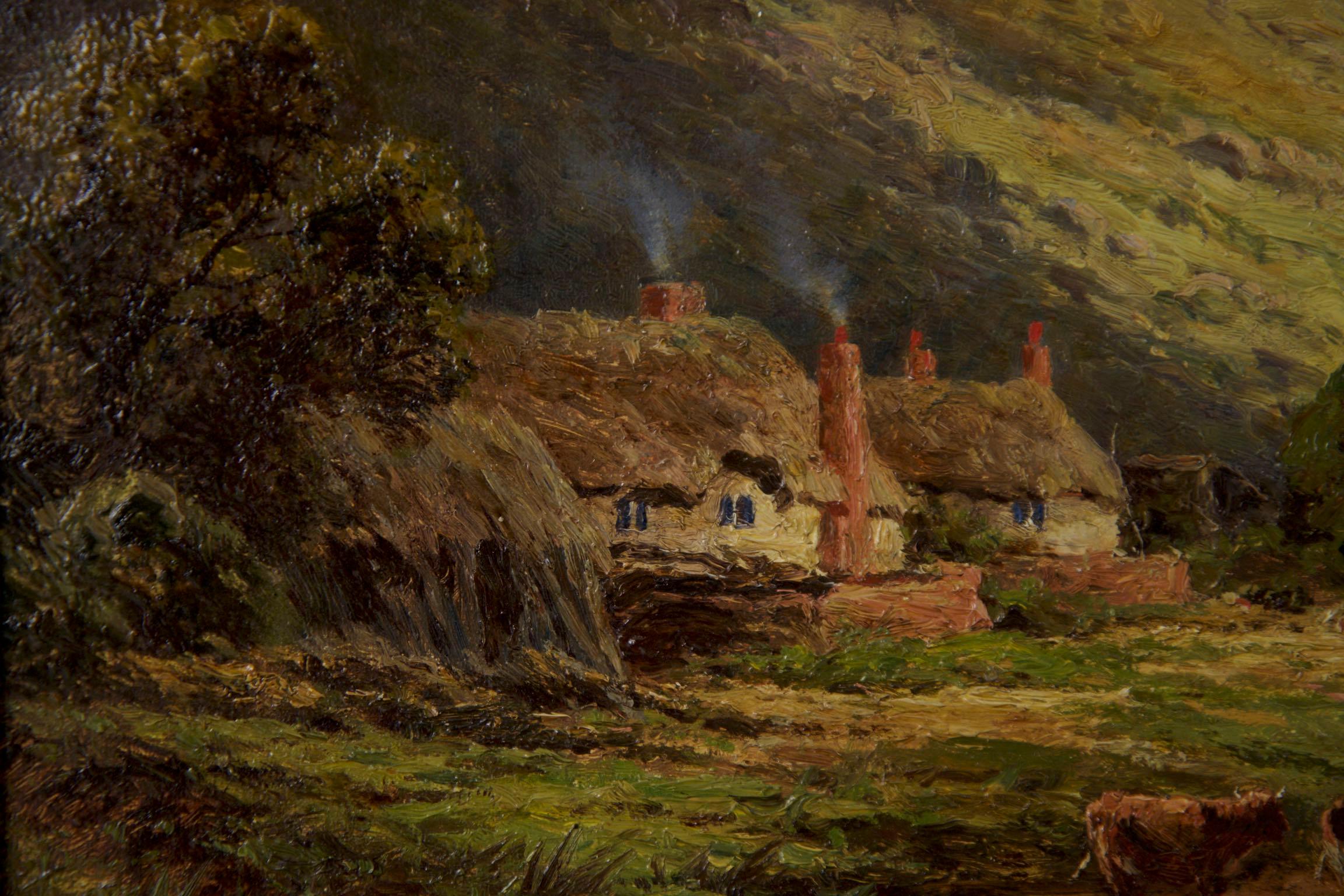 Henry Parker Oil Landscape Painting of Shepherd’s Cottage 2