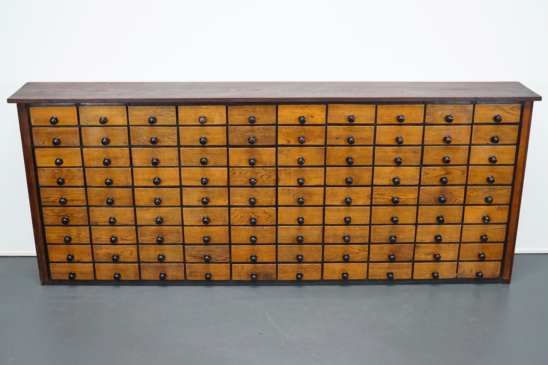 Dutch Oak Apothecary Cabinet or Bank of Drawers, 1930s 5