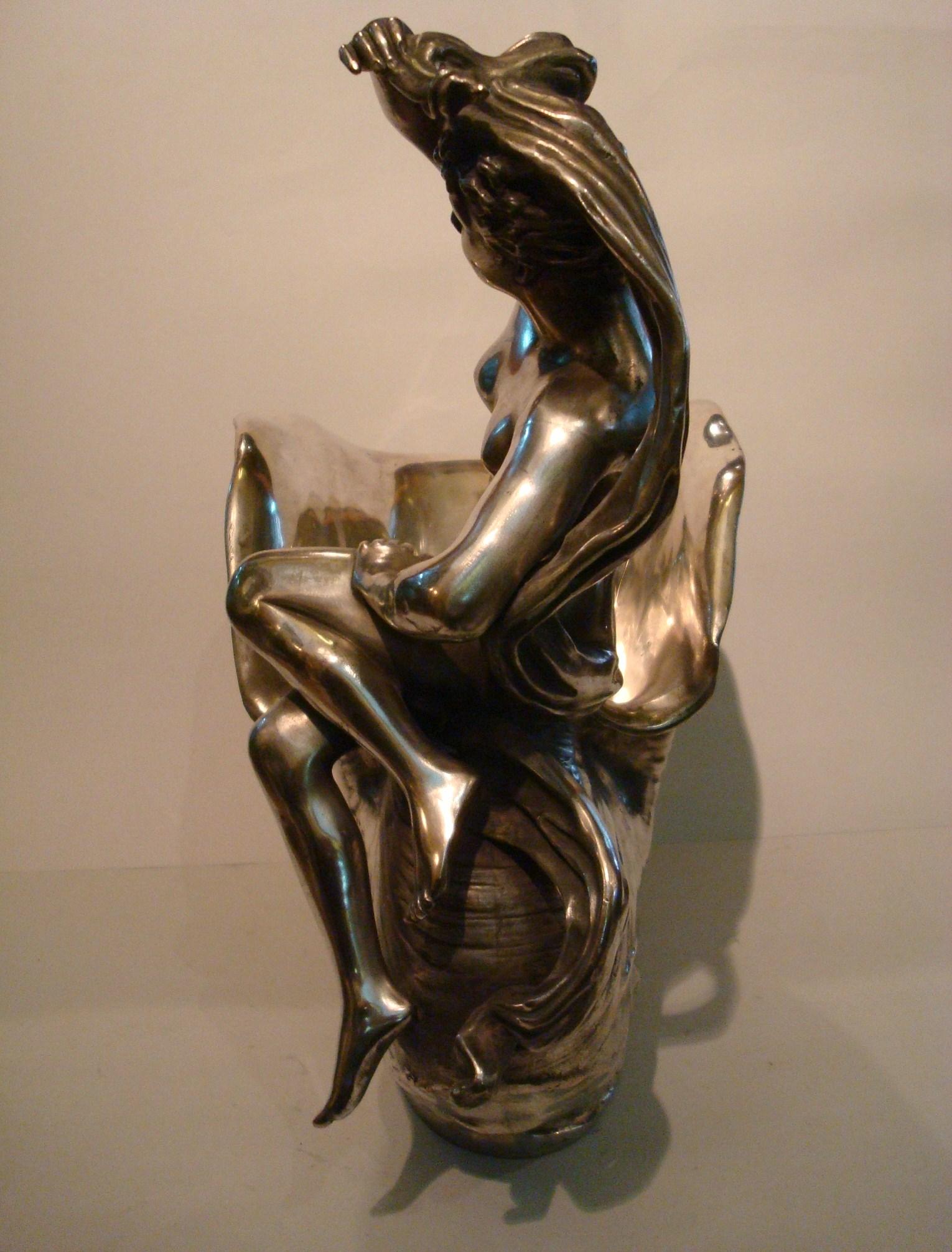 Classic Nude Women Bronze Sculpture Champagne, Wine Cooler, France 2