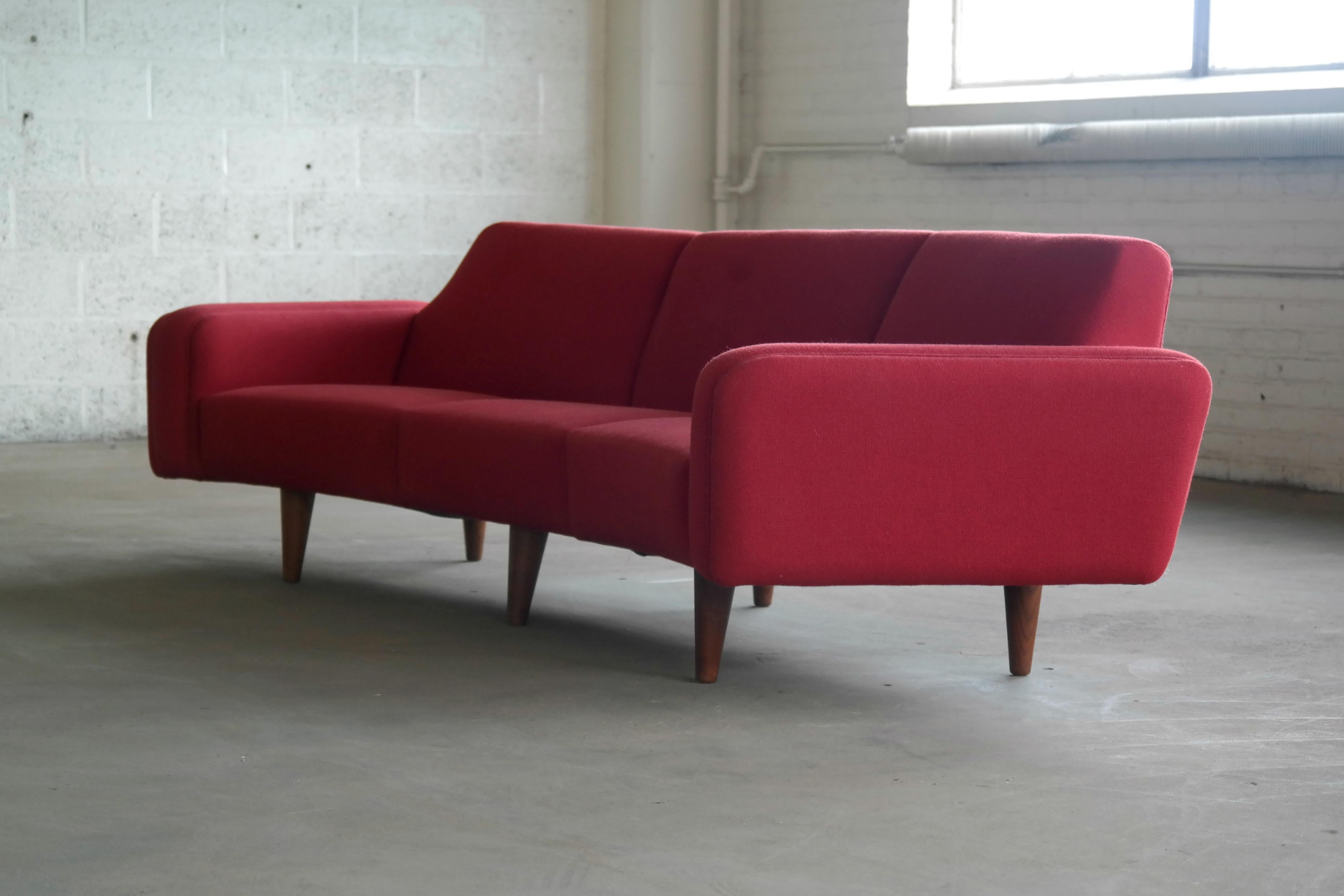 Large Danish 1960s Illum Wikkelso Designed Curved Sofa Model 450 for Aarhus 4