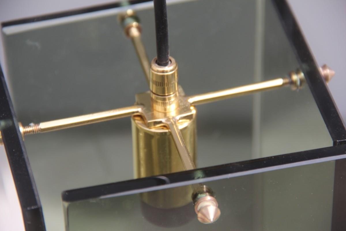 Lampadario italiano moderno di metà secolo in ottone, cristallo grigio e oro Spesso in vendita 4