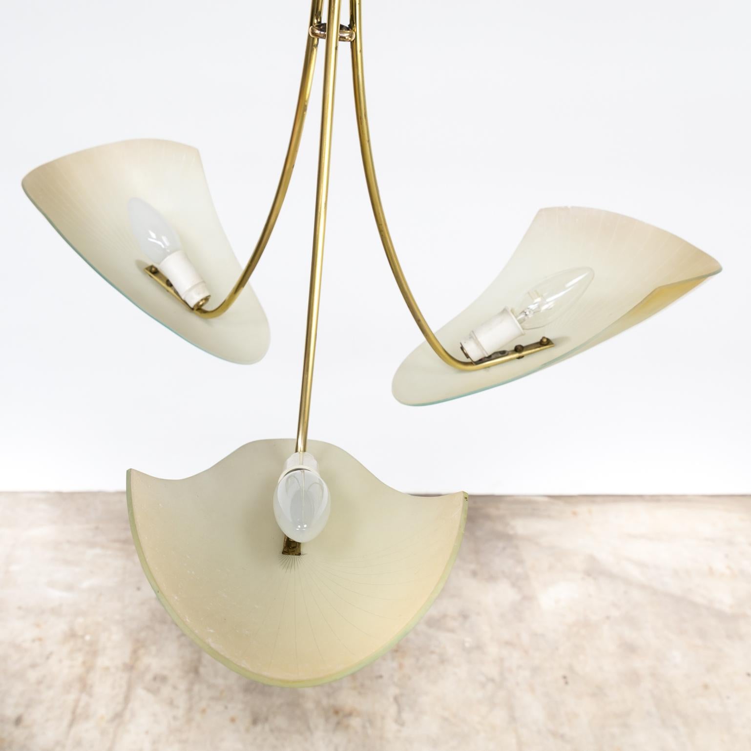 1960s Brass and Glass Pendant Hanging Lamp For Sale 7