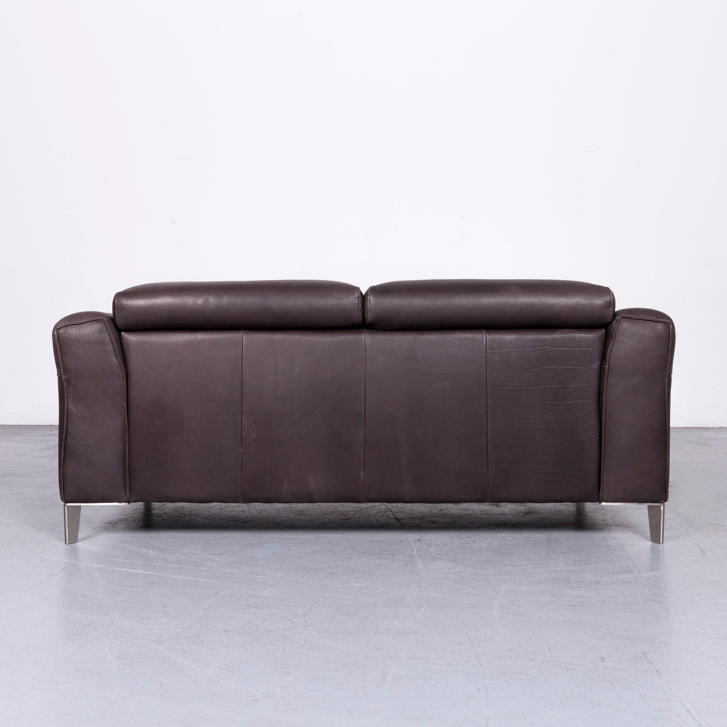 Natuzzi Designer Leather Sofa Two-Seat Couch Brown 5