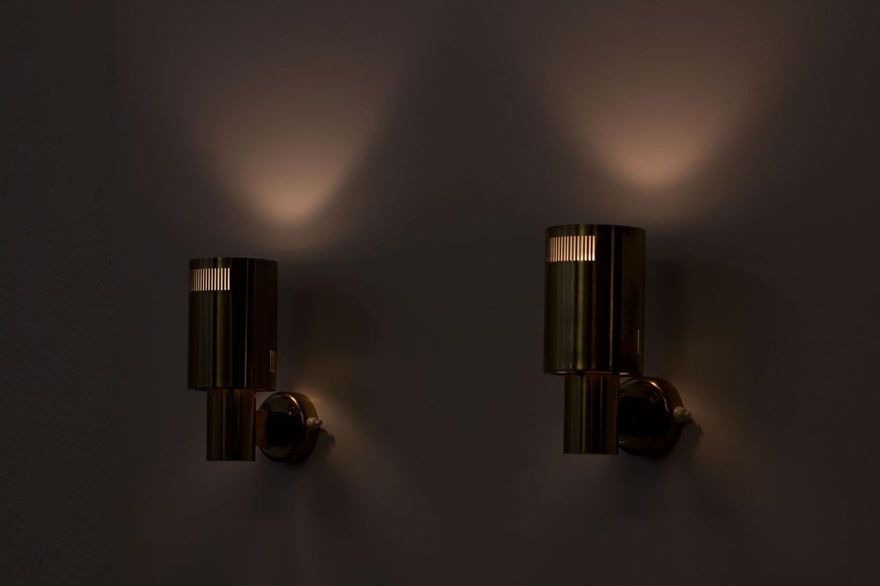 Scandinavian Modern Brass Wall Lamps from Sweden, Set of Two 5