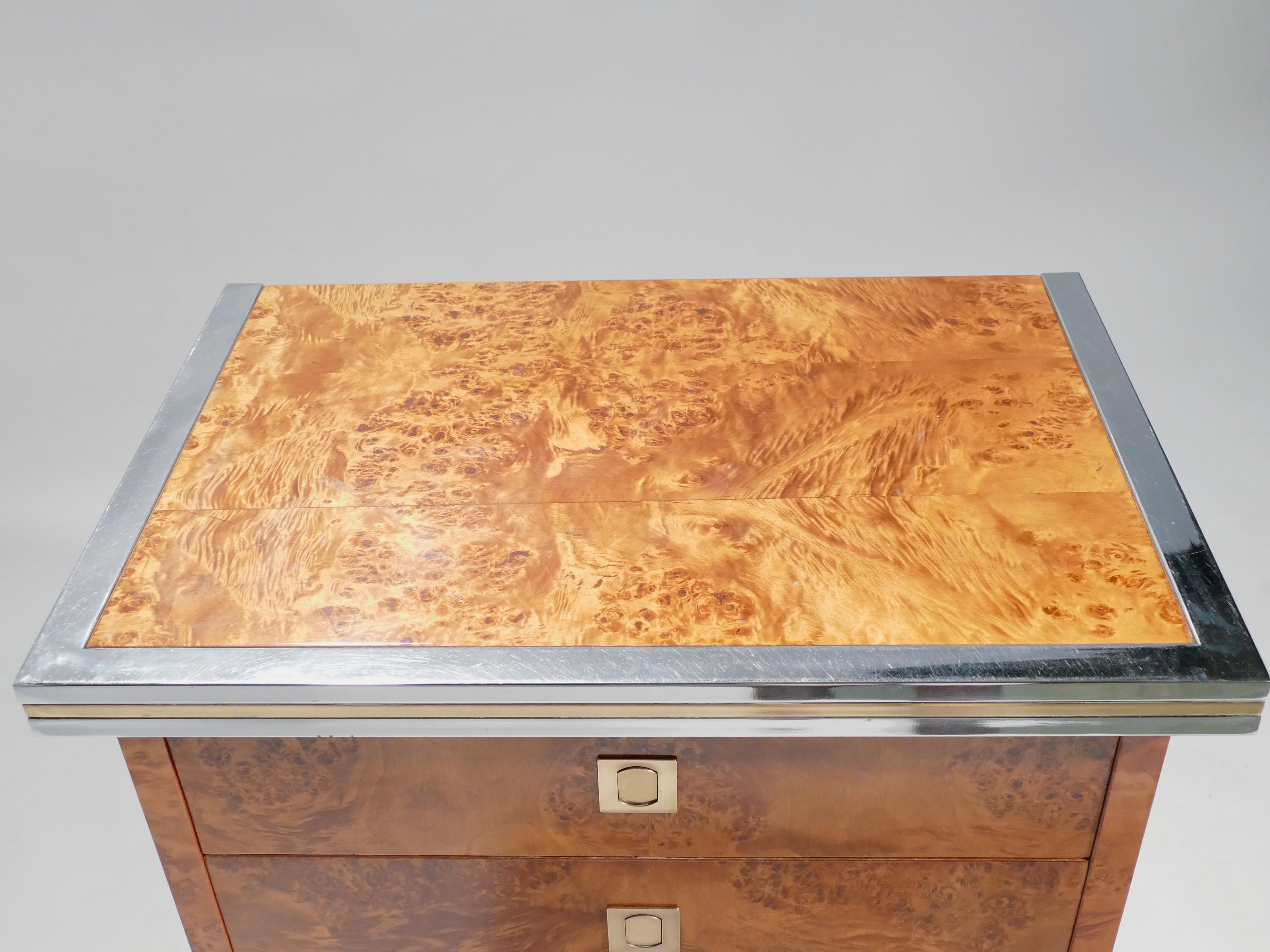 Willy Rizzo Burl Brass Chest of Drawers, 1970s 5