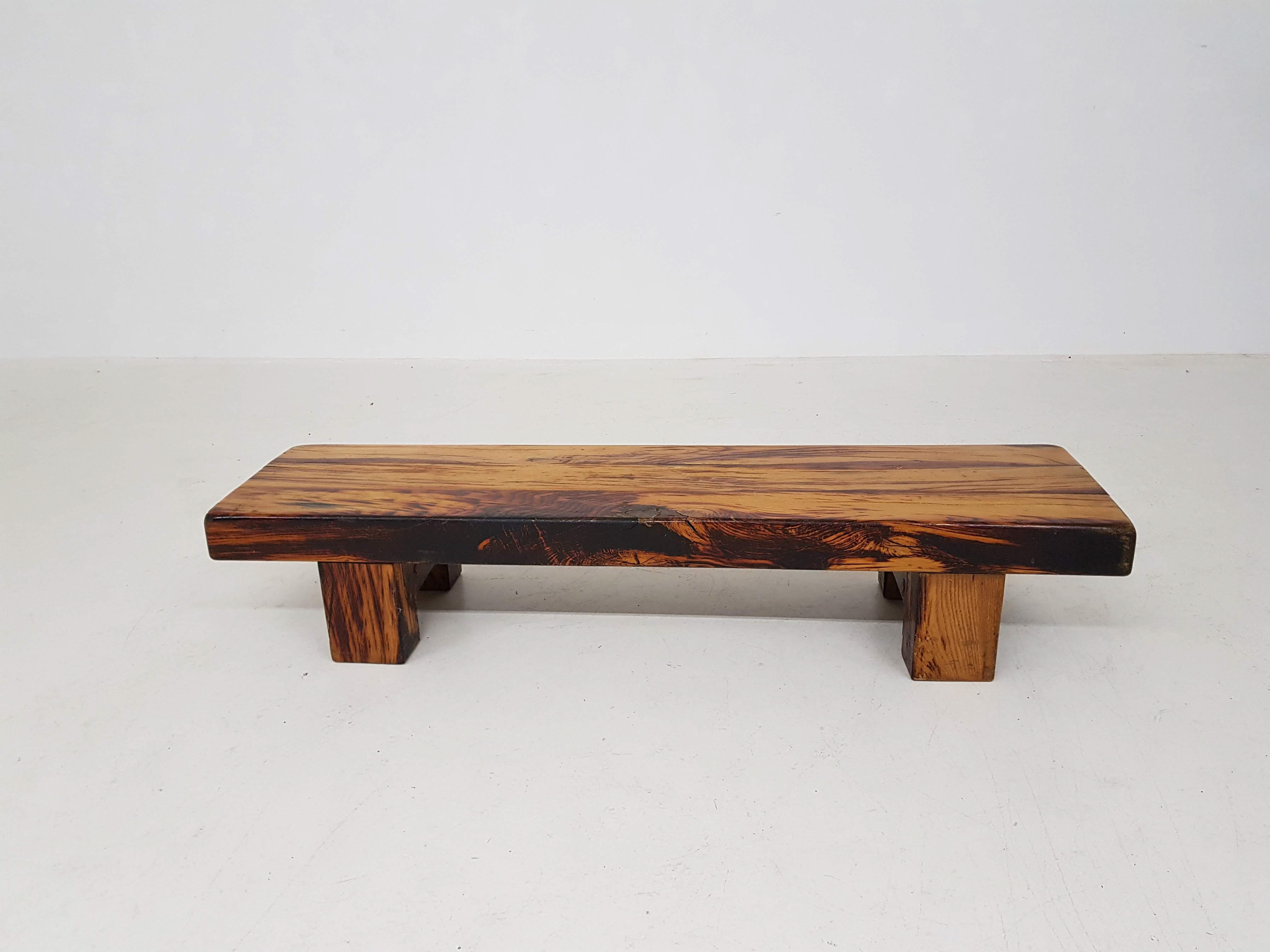Two Charlotte Perriand Style Brutalist Solid Oak Benches or Tables, France 1950s 6