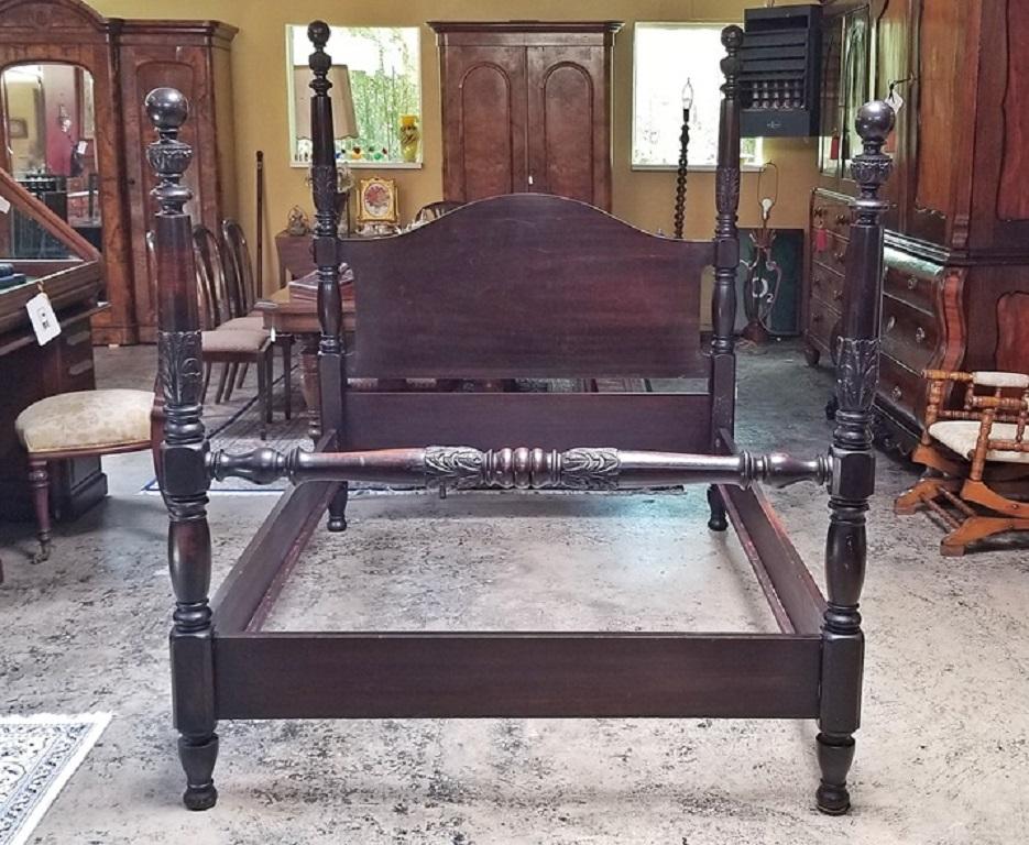19th Century American Mahogany Rice Four-Poster Bed 3