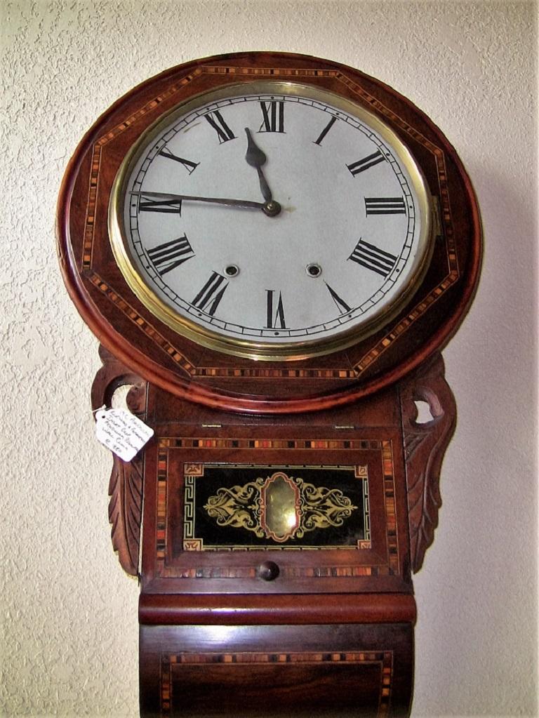 19 Century American Inlaid Regulator Wall Clock 1