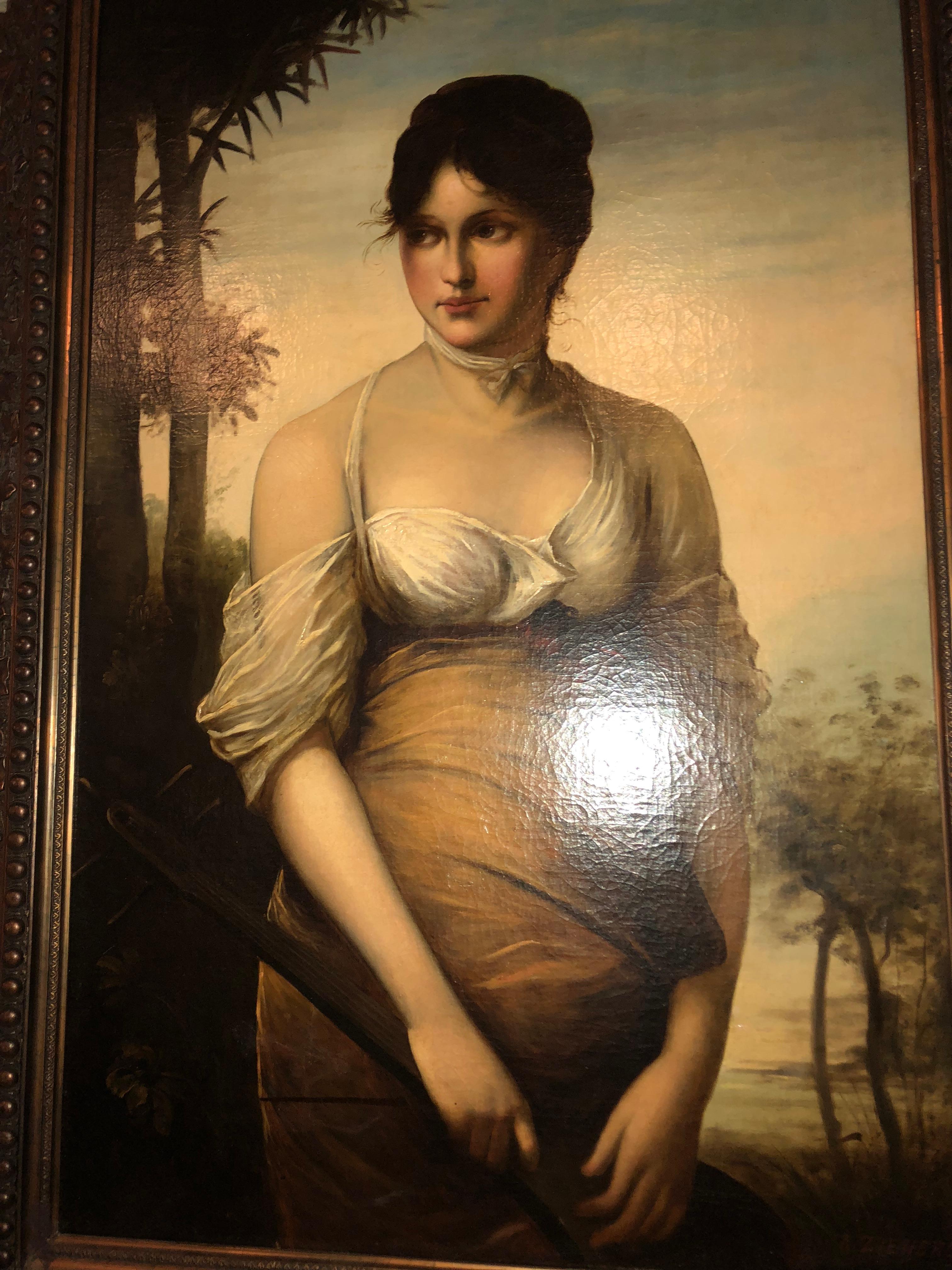 19th Century Oil on Canvas, a Portrait Beautiful Maiden, Signed A. Zienert 6