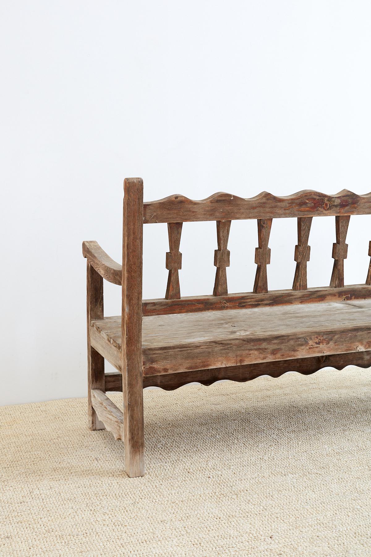 Rustic California Rancho Monterey Style Pine Bench 6