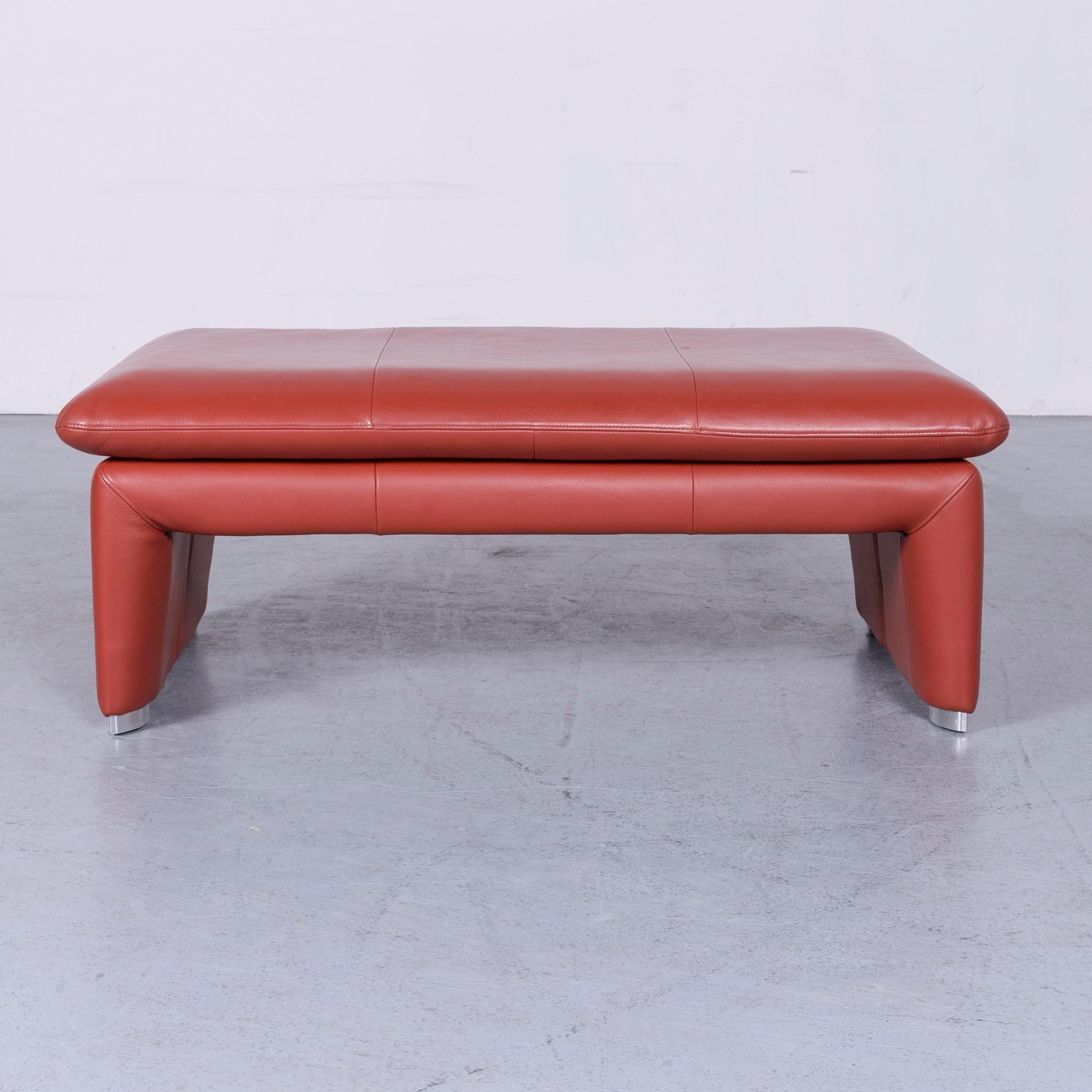 Laauser Corvus Designer Sofa Corner-Sofa Footstool Set Leather Red Couch 3