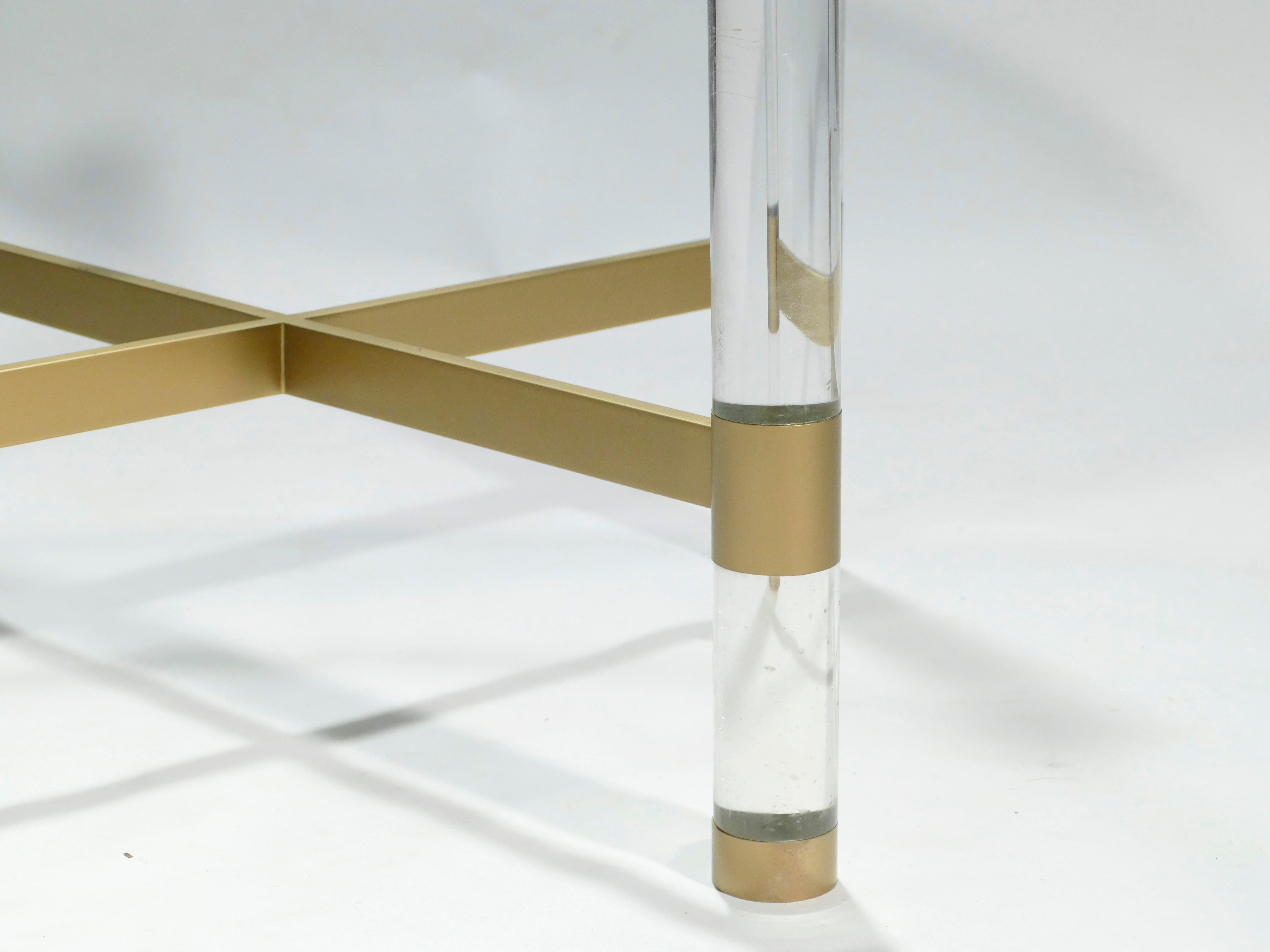 Brass and Lucite Dining Table by Sandro Petti for Metalarte, 1970s 6