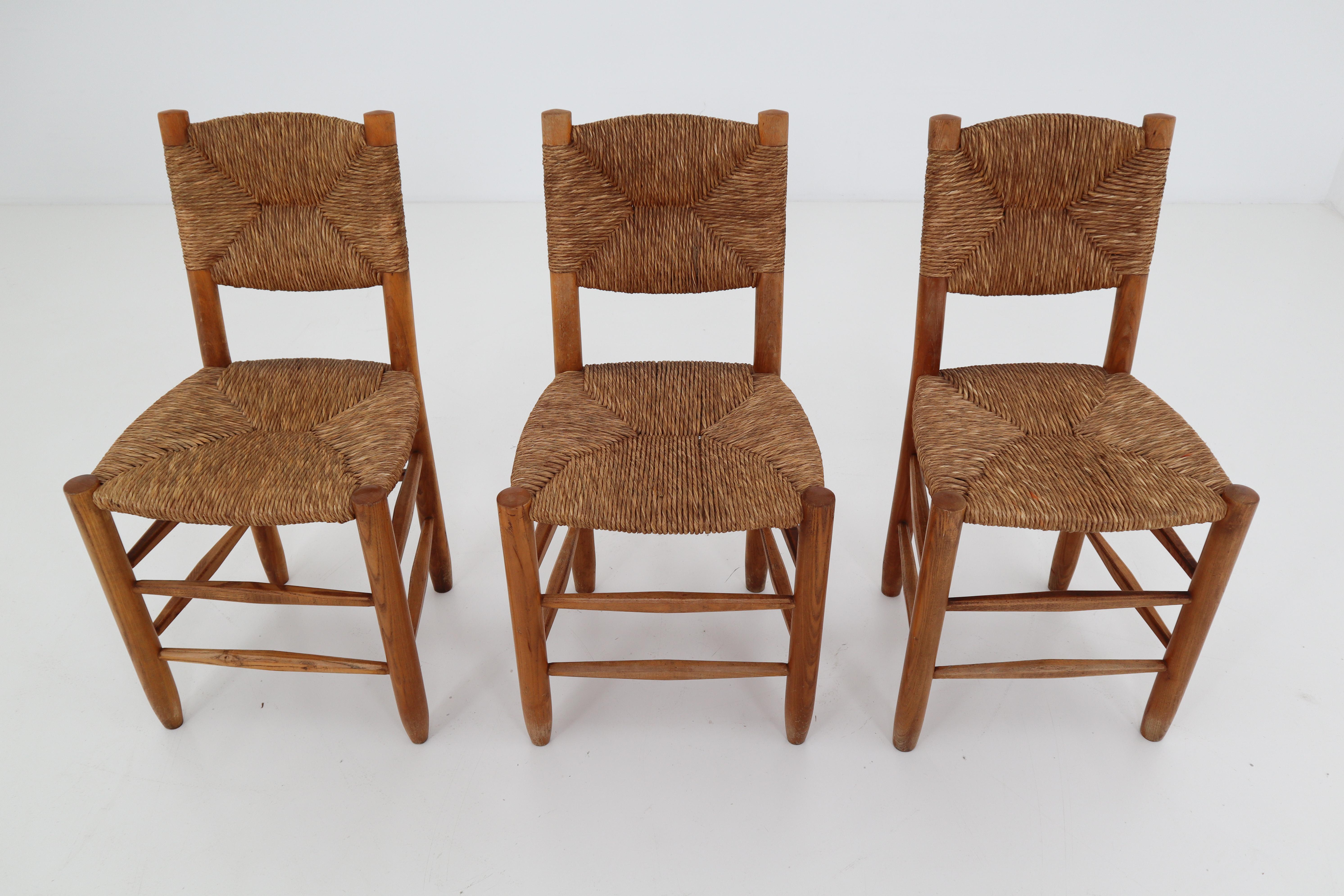 Three “Bauche” Chairs by Charlotte Perriand for Steph Simon, France 1950s 5