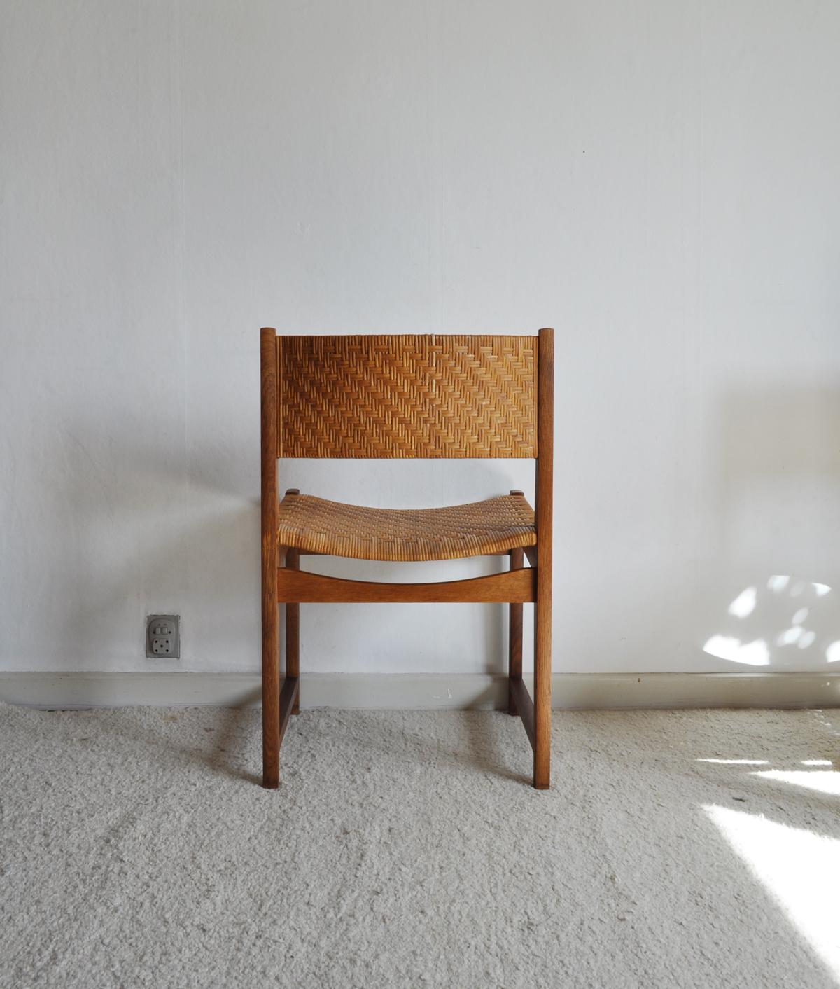 Oak and Cane Dining Chairs designed by Peter Hvidt & Orla Mølgaard-Nielsen For Sale 6