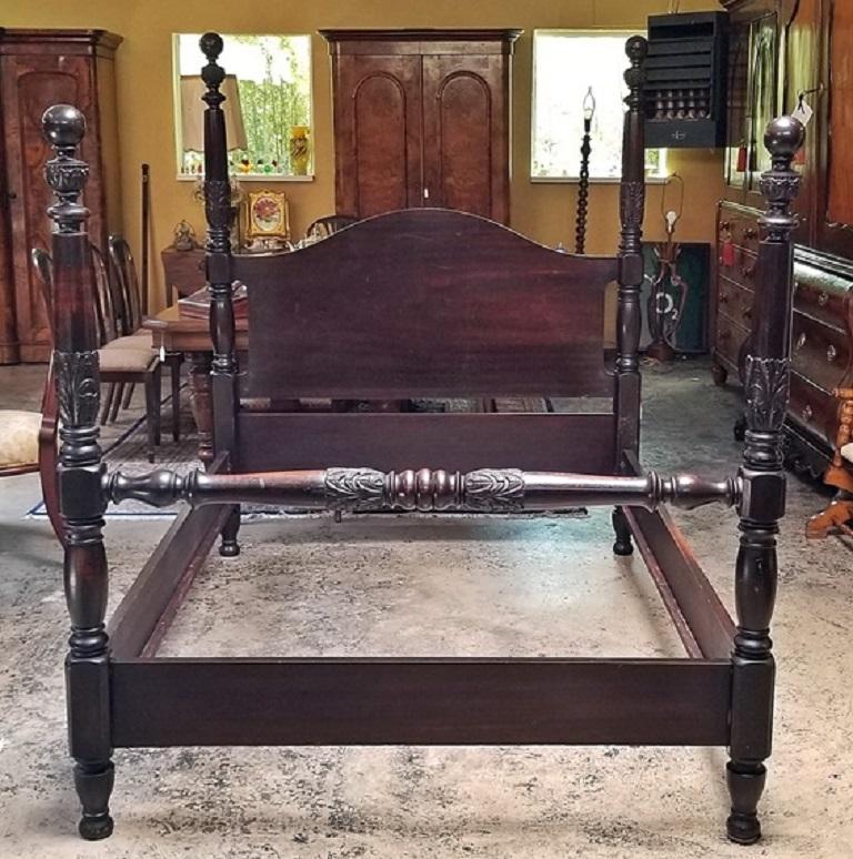 19th Century American Mahogany Rice Four-Poster Bed 4