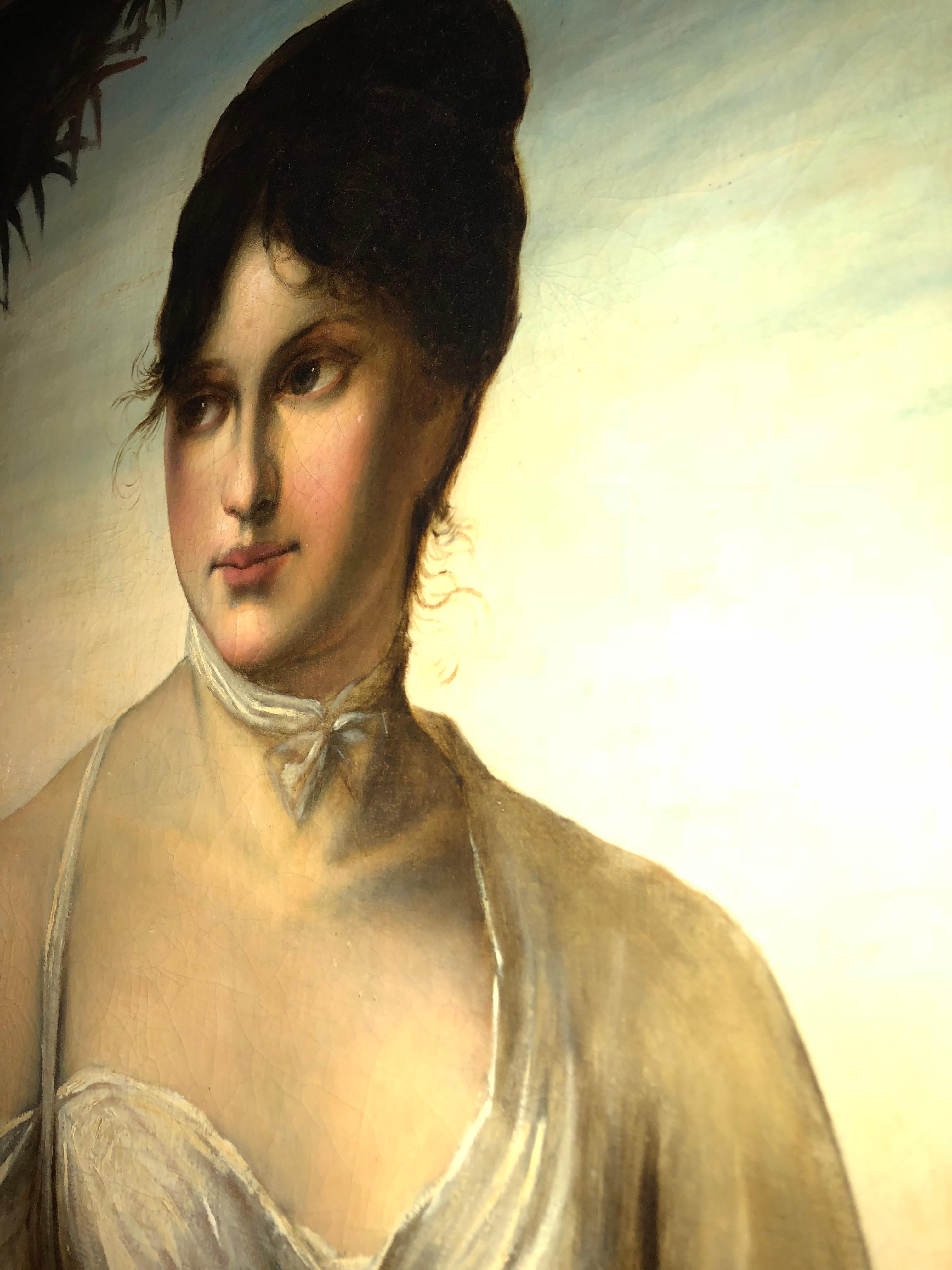 19th Century Oil on Canvas, a Portrait Beautiful Maiden, Signed A. Zienert 7