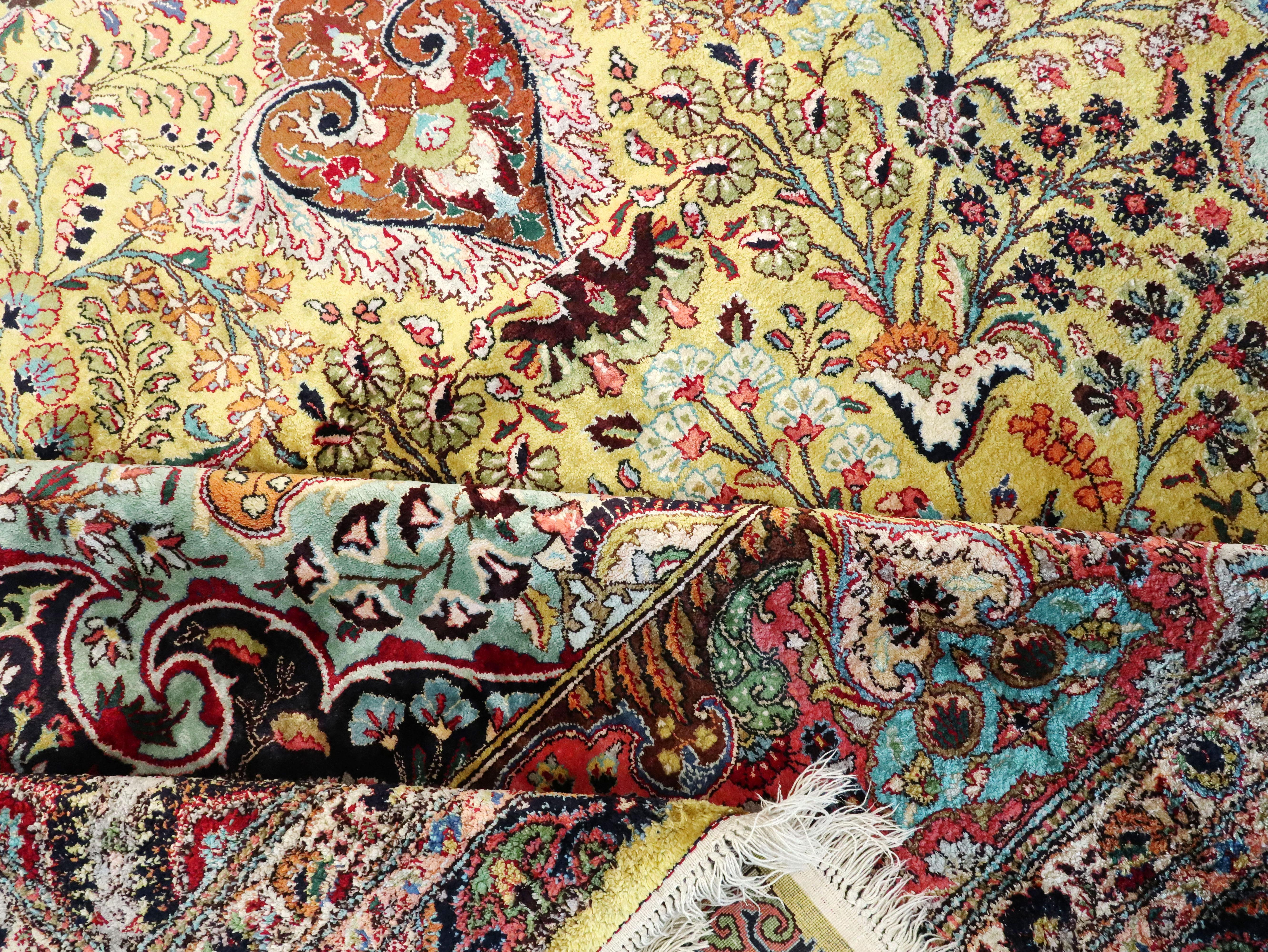 Vintage Persian Qum Silk Carpet 6