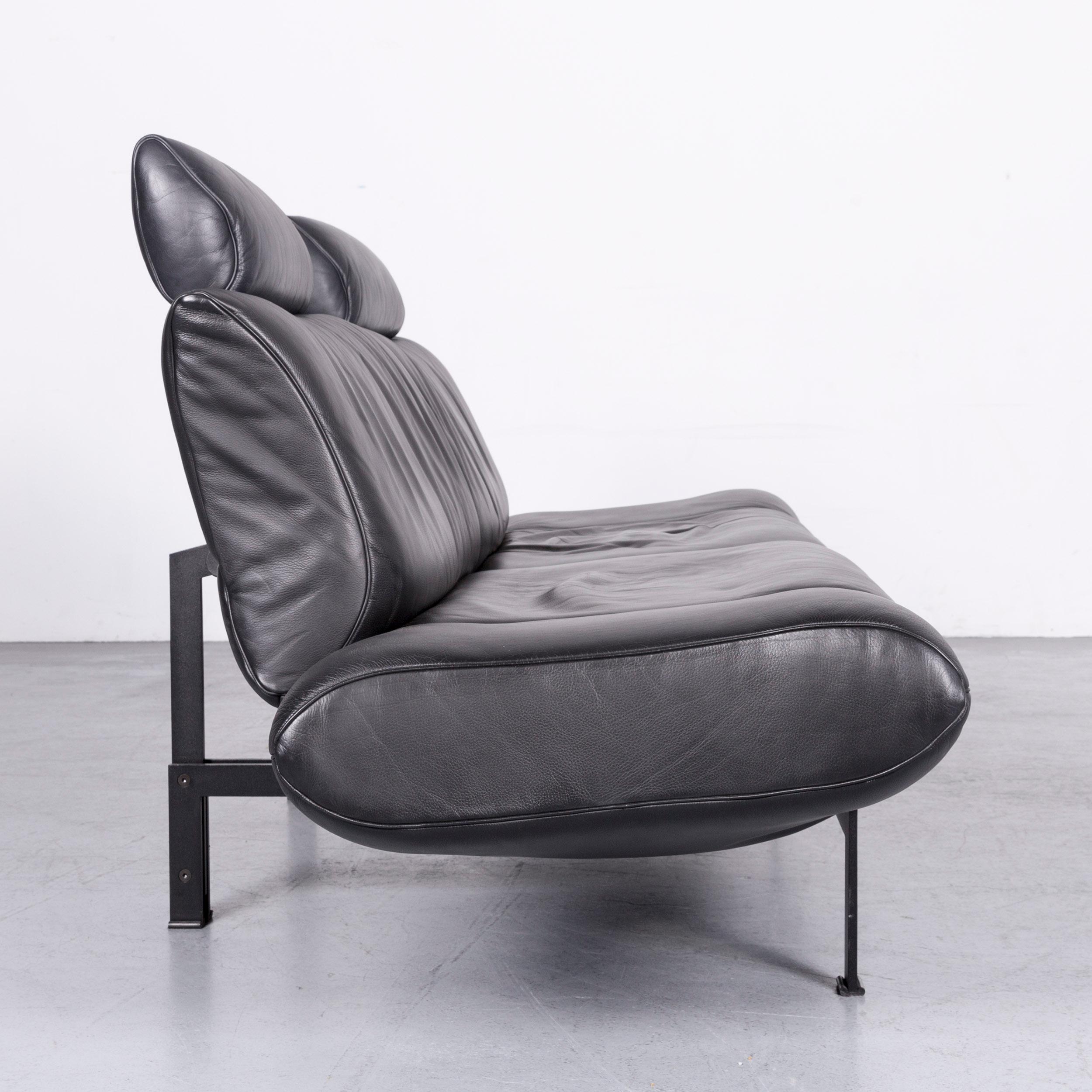 De Sede Ds 140 Designer Leather Sofa Black Three-Seat Function Modern For Sale 8