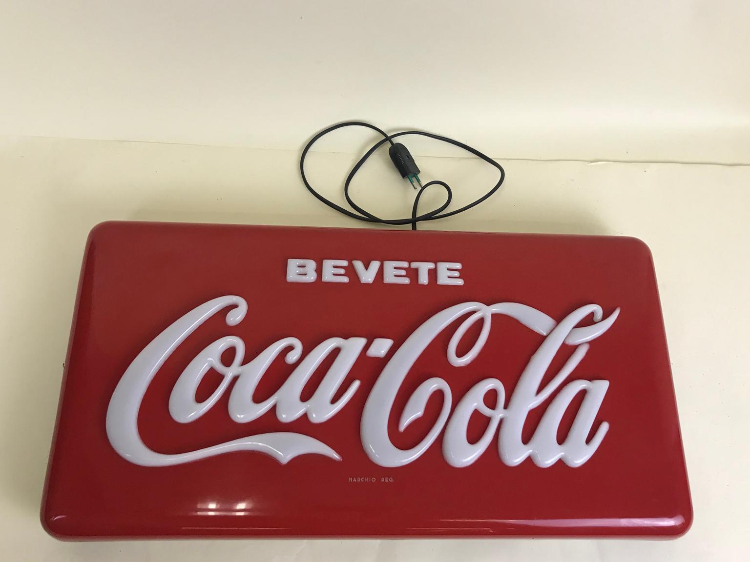 1960s Vintage Italian Bevete Coca-Cola 'Drink Coca-Cola' Illuminated Sign 4