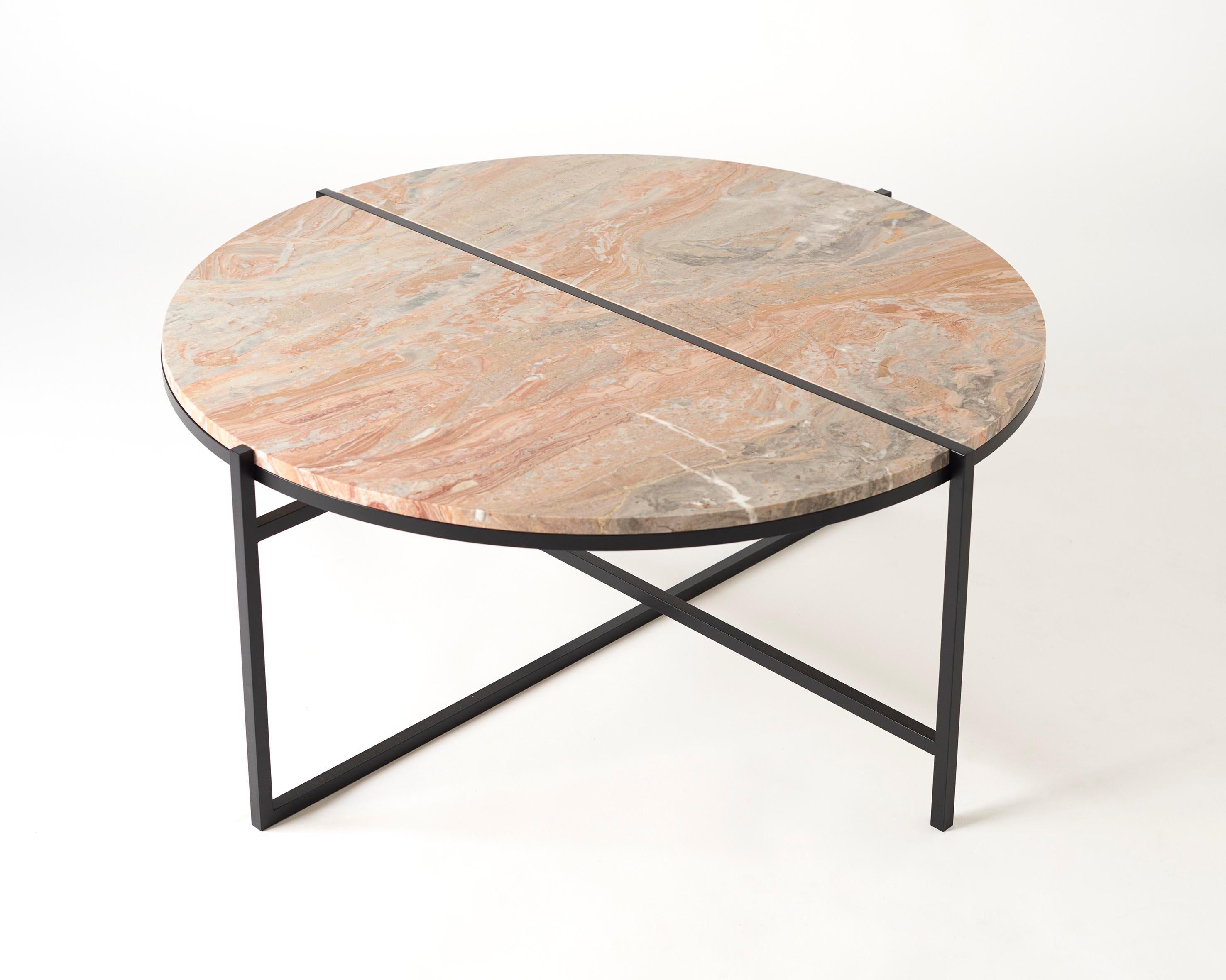 Contemporary Coffee Table, Orobico Marble, Minimalist, Modern, Unique, Round For Sale 6