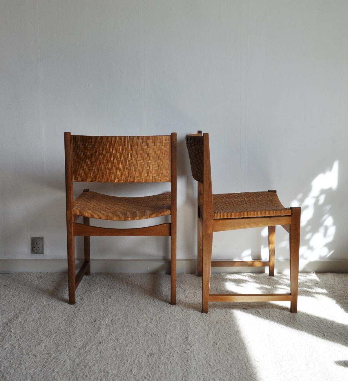 Oak and Cane Dining Chairs designed by Peter Hvidt & Orla Mølgaard-Nielsen For Sale 7