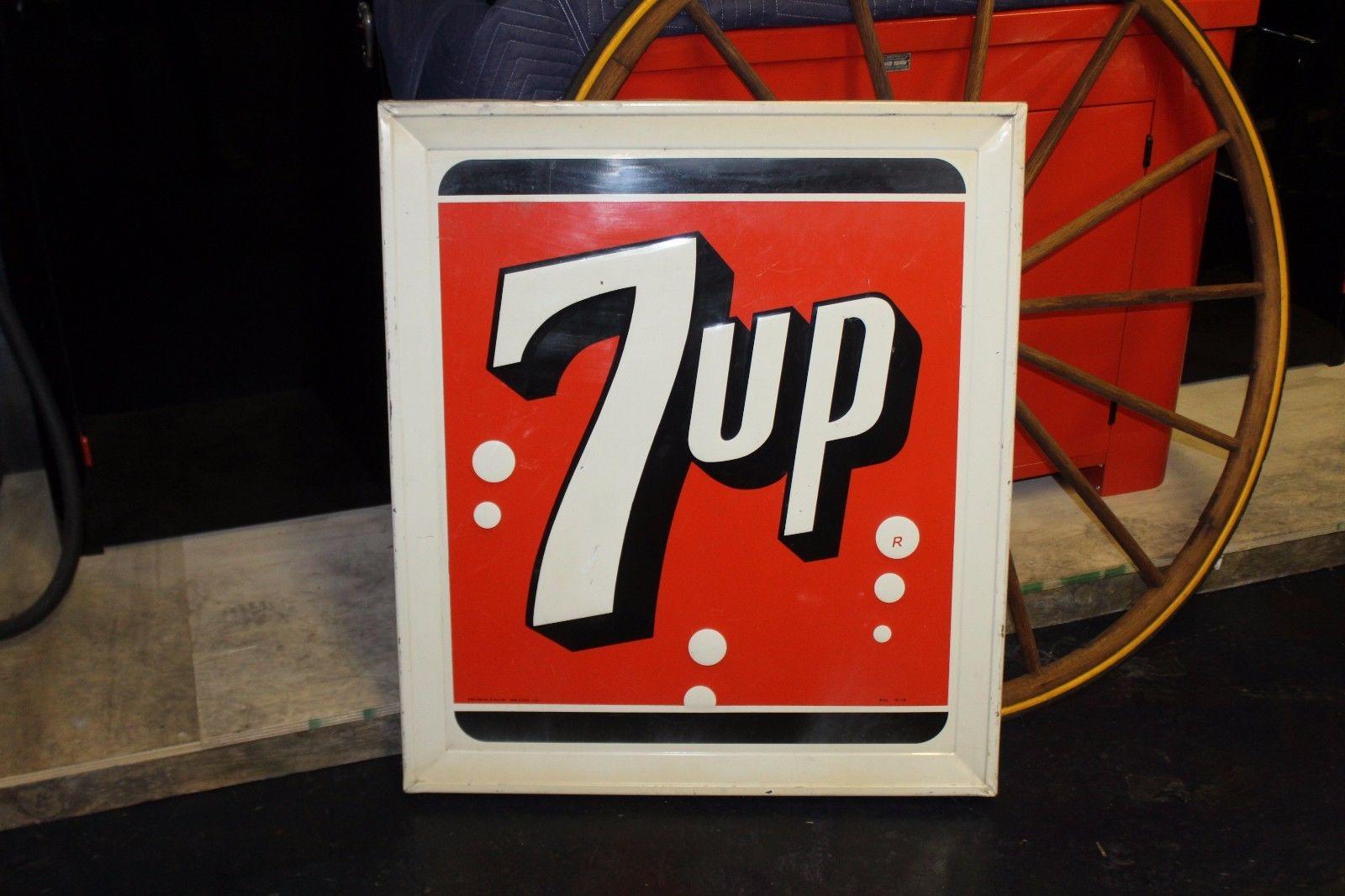 1964 7up Soda Tin Mounted Advertising Sign For Sale 7
