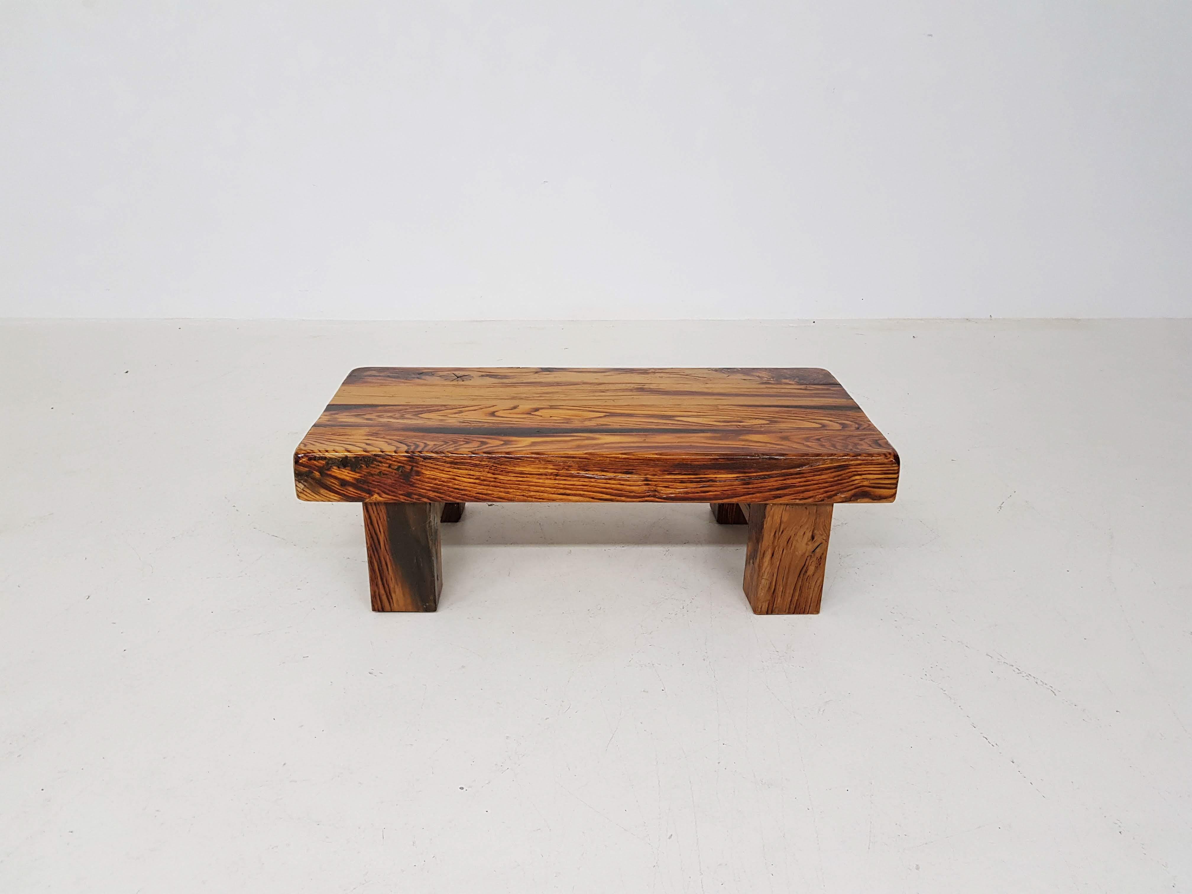 Two Charlotte Perriand Style Brutalist Solid Oak Benches or Tables, France 1950s 8