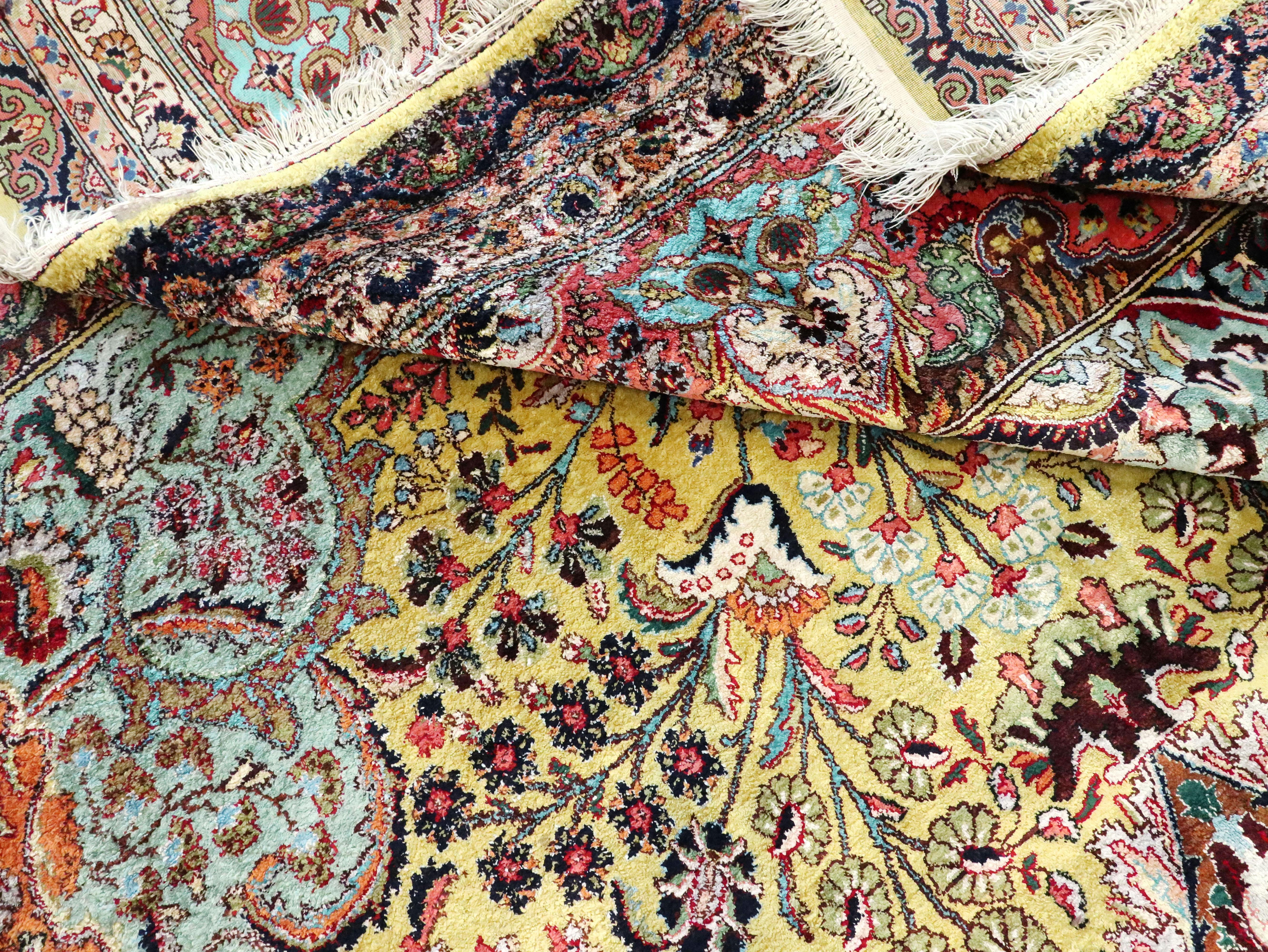 Vintage Persian Qum Silk Carpet 7