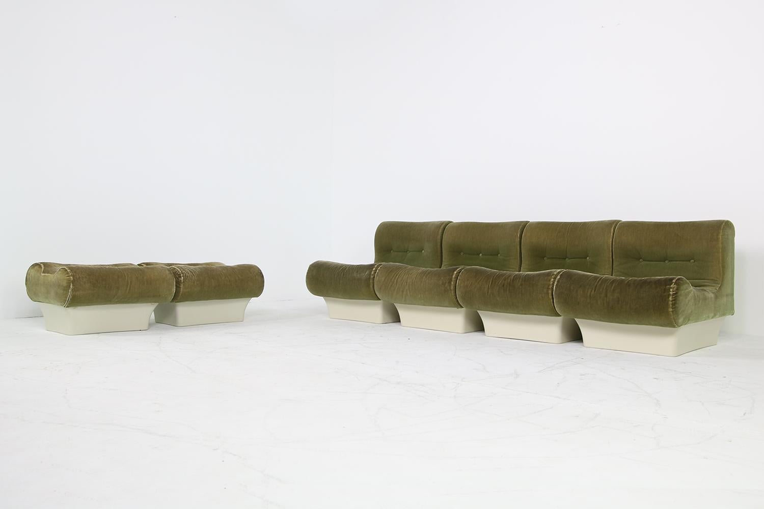 Vintage 1960s Otto Zapf Modular Sofa & Lounge Chair Living Room Set, Mohair 6