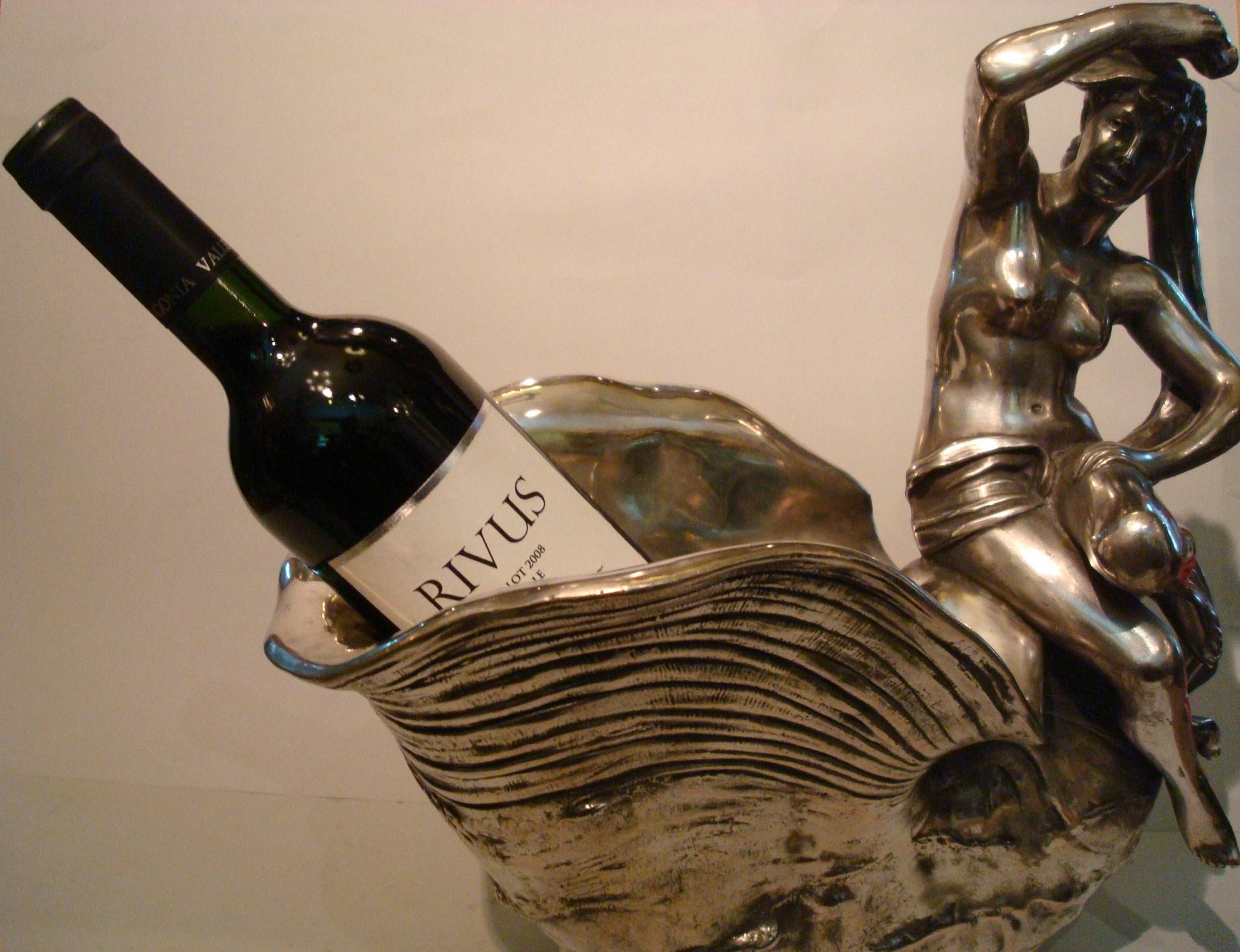 Classic Nude Women Bronze Sculpture Champagne, Wine Cooler, France 5